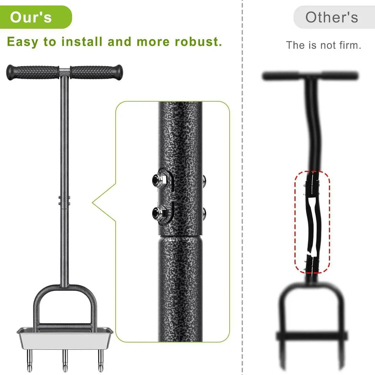 Alt view image 5 of 7 - Dolibest Lawn Coring Aerator, Manual Lawn Aerator, 3 Stainless Steel Corer Plug Aerator with Soil Core Storage Tray, Pre-Assembled Manual Grass Aerating Tool & Clean Hand Tool, Improving Lawn Health
