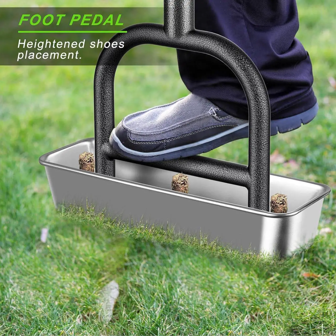 Alt view image 7 of 7 - Dolibest Lawn Coring Aerator, Manual Lawn Aerator, 3 Stainless Steel Corer Plug Aerator with Soil Core Storage Tray, Pre-Assembled Manual Grass Aerating Tool & Clean Hand Tool, Improving Lawn Health