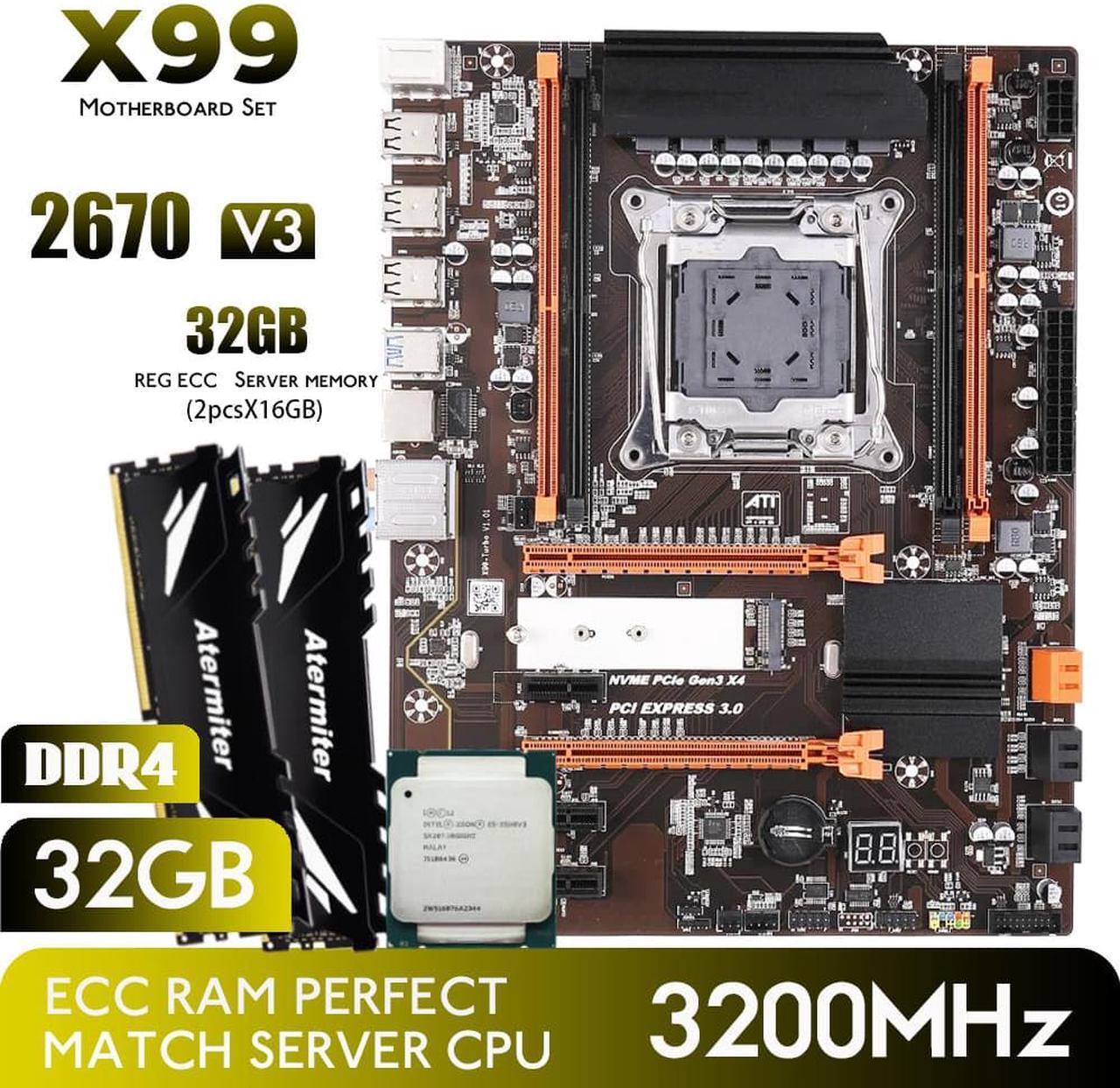 Main image of Atermiter X99 B85 Motherboard Kit Set With LGA 2011-3 Intel Xeon E5 2670 V3 CPU Processor 2pcs x 16GB DDR4 3200MHz 32GB REG ECC RAM Memory Combos