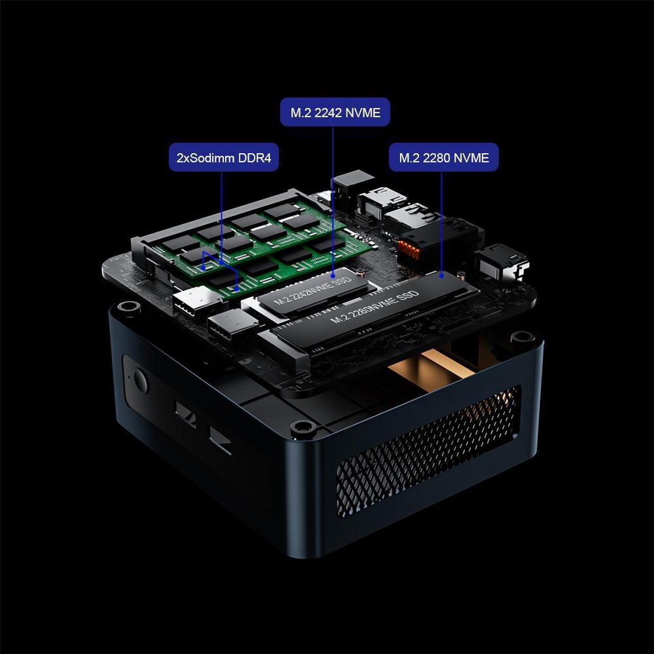 Alt view image 3 of 7 - Chatreey AN2P Mini PC Ryzen 5 5625U Gaming Desktop Computer 16G DDR4 3200Mhz RAM  512GB NVME SSD WIFI6 Blue Touth 5.2 HDMI Windows 11 Pro