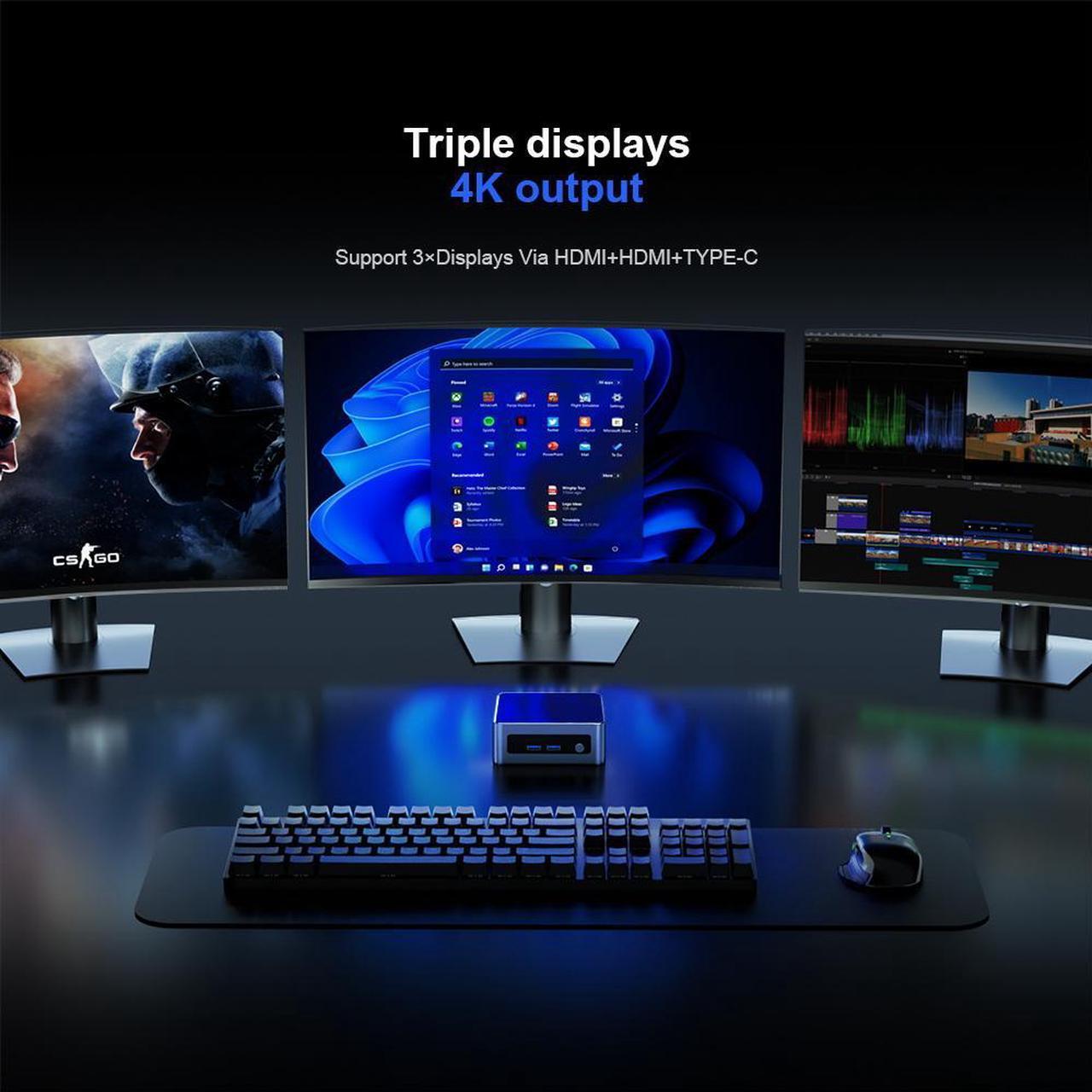 Alt view image 4 of 7 - Chatreey AN2P Mini PC Ryzen 5 5625U Gaming Desktop Computer 16G DDR4 3200Mhz RAM  512GB NVME SSD WIFI6 Blue Touth 5.2 HDMI Windows 11 Pro