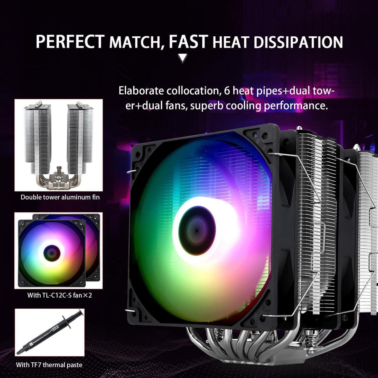 Alt view image 3 of 5 - Thermalright Peerless Assassin 120 SE ARGB CPU Air Cooler, 6 Heat Pipes Cpu cooler, Dual 120mm TL-C12C-S PWM Fan, Aluminium Heatsink Cover, AGHP Technology, for AMD AM4 AM5/Intel 1150/1151/1200/1700