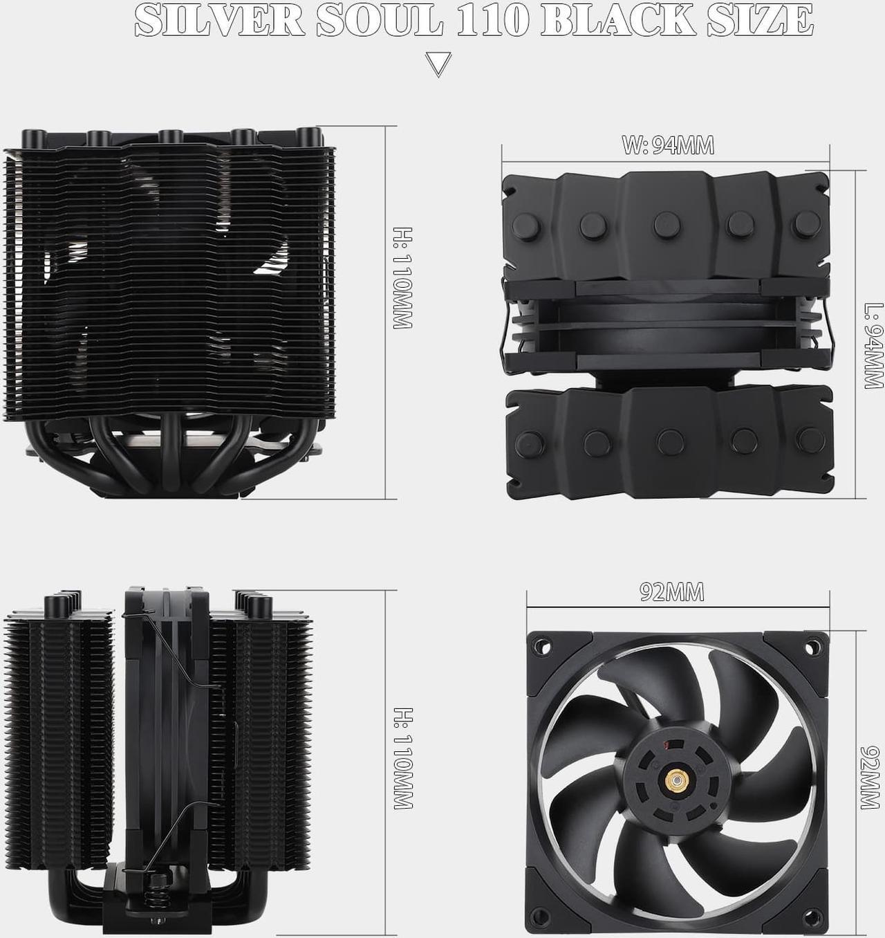 Alt view image 5 of 6 - Thermalright Silver Soul 110 BLACK High-Performance CPU Cooler,Mini Dual-Tower Design, 92mm PWM Fan,5 Copper Heat Pipes CPU Air cooler,AGHP Technology,For AMD AM4 AM5/Intel 1700/1150/1151/1200/20XX