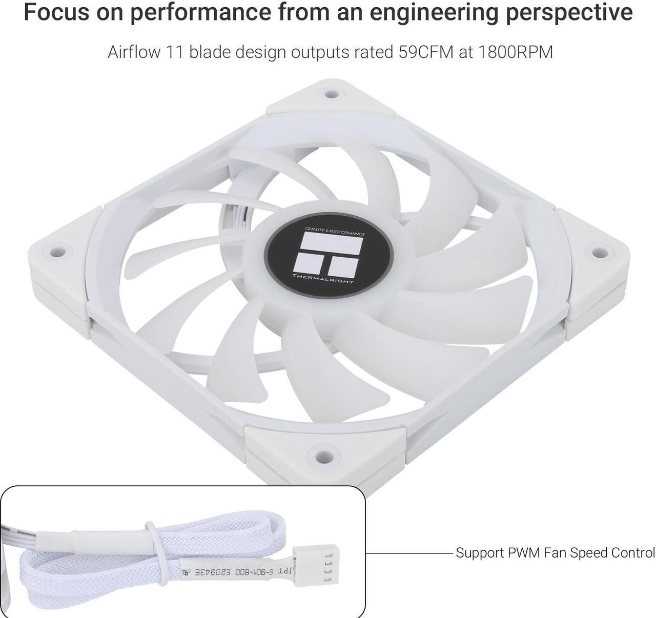 Alt view image 3 of 7 - Thermalright C12015W-S cpu fan computer case fan quiet 4pin PWM ARGB PC fan, 15mm Slimline cooler fan, 120mm cpu cooling fan(White)