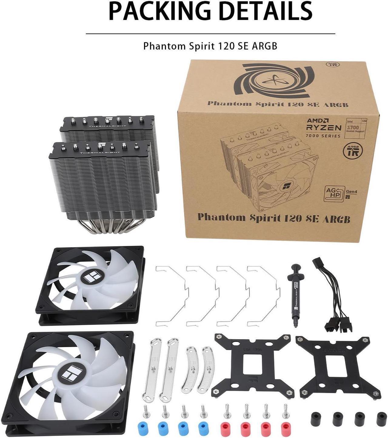 Alt view image 6 of 6 - Thermalright Phantom Spirit 120 SE ARGB High-Performance CPU Cooler,Dual-Tower Design, Dual PWM Fan,7 Copper Heat Pipes CPU Air cooler, AGHP Technology,For AMD AM4 AM5/Intel 1700/1150/1151/1155/1200