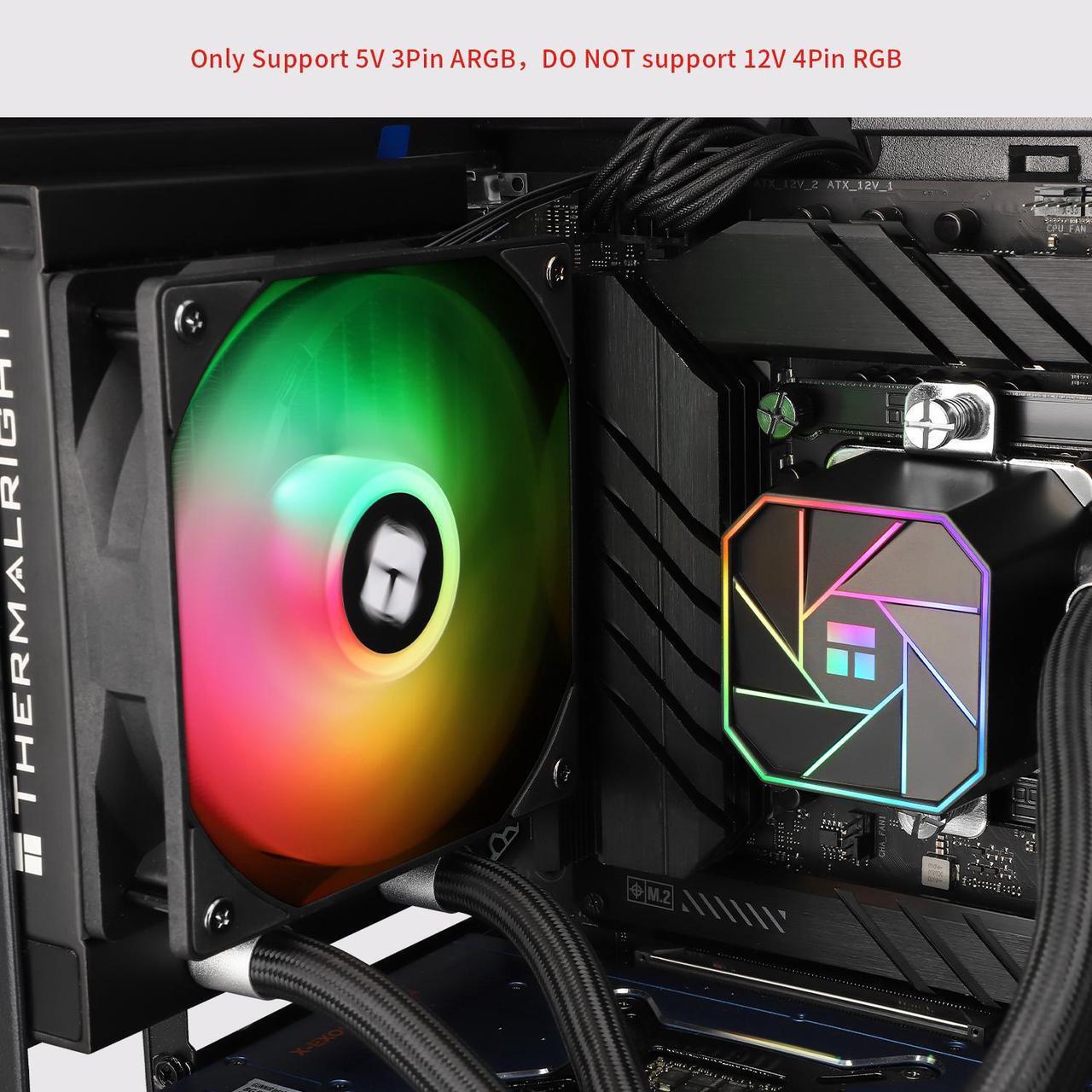 Alt view image 5 of 5 - Thermalright AQUA ELITE 120 V3 Liquid CPU Cooler, AIO Pump Head Speed up to 3300RPM, TL-C12B-S V2 PWM Fans,for AMD/AM4/AM5, Intel LGA1150/1151/1200/2011/ 1700, Computer CPU Aio Cooler