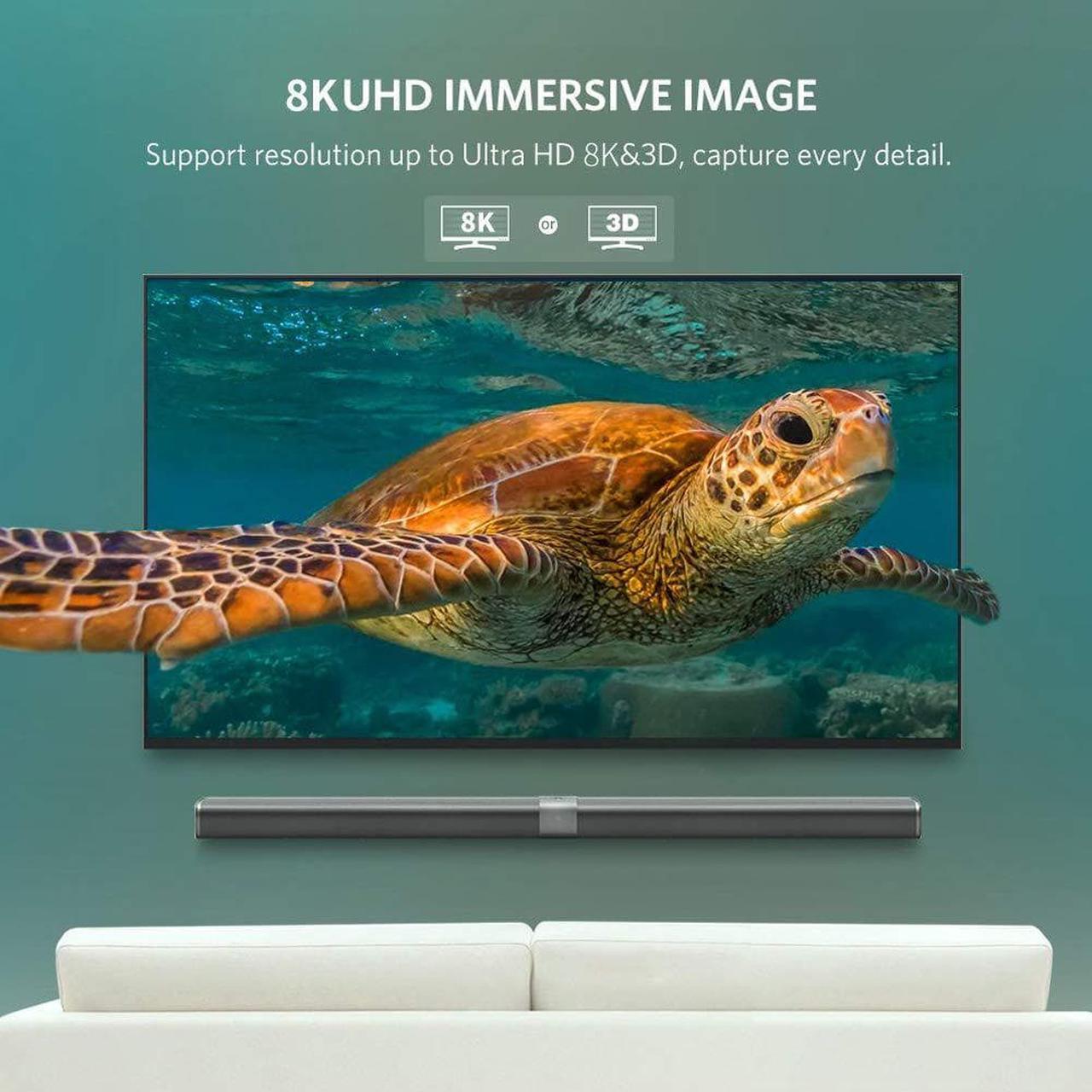 Alt view image 5 of 7 - AUBEAMTO 8K HDMI 2.1 Fiber Optic Cable 330ft Supports 4K@120Hz, 8K@60Hz, 7680x4320 Resolution, 48Gbps for PS5 PS4 HDTV etc