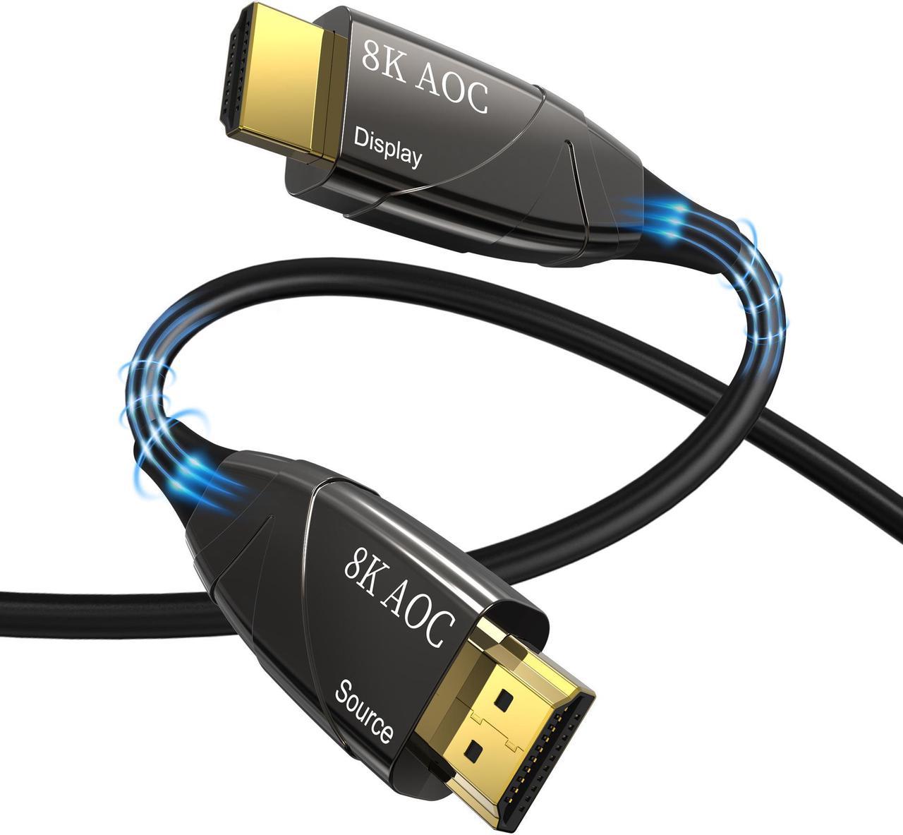 8K Fiber Optic Hdmi 2.1 Cable 16Feet,AUBEAMTO Supports 8K@60Hz 4K@120Hz Ultra High Speed 48Gbps Dynamic HDR, eARC,ARR, Dolby Atmos, Compatible with PS5, Xbox Series X, UHD TV-Gold