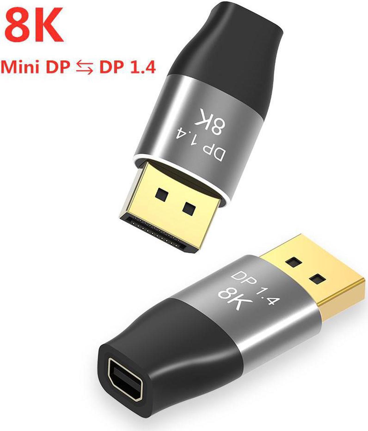 AUBEAMTO 2-Pack Mini DP to DisplayPort 8K Cable 8K(7680x4320)@60Hz 4K@144Hz DisplayPort 1.4 Bi-Directional Transmission DisplayPort to Mini DisplayPort 8K Cable, mini dp female to dp male 8k Connector