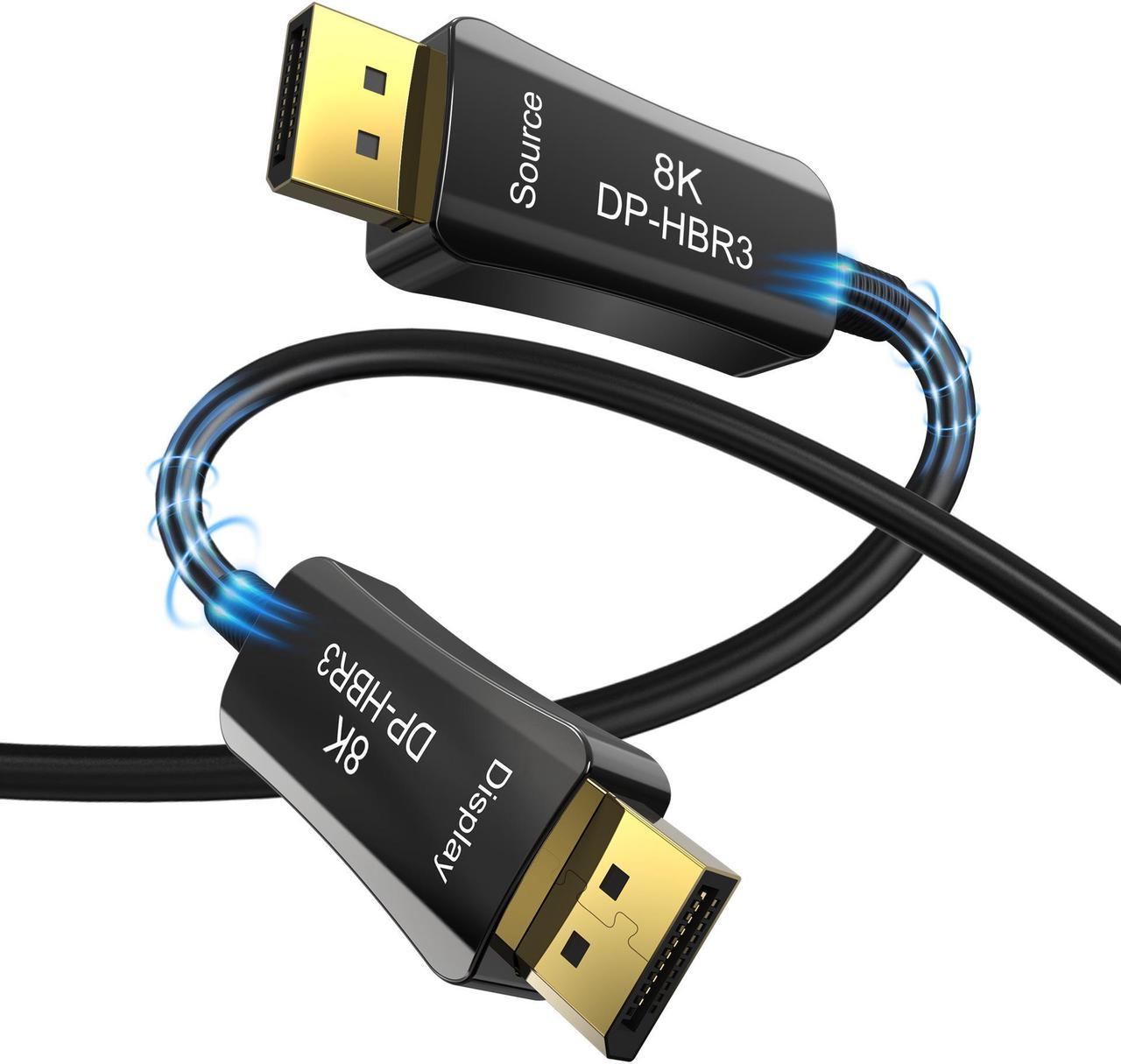 8K DisplayPort DP1.4 Optical Fiber Cable 16FT/5M, Slim and Flexible DP to DP Cable 8K@60Hz 4K@144Hz High Speed 32.4Gbps Support HBR3, DSC 1.2, HDR10, Compatible with Graphics Card, Projector, Monitor