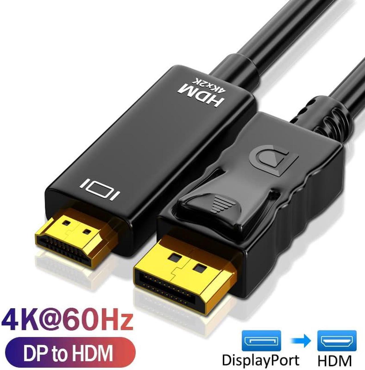 AUBEAMTO [6ft] 4K@60Hz 1080P DP to HDMI HD Cable Converter Cable Adapter For Laptop PC TV Box Monitor Display Port DisplayPort to HDMI Video Cable