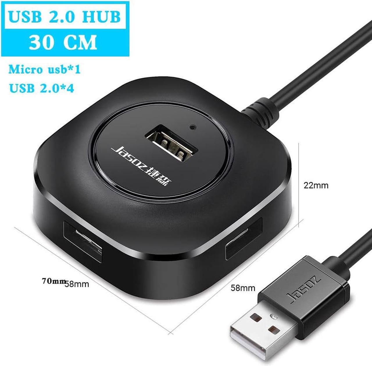 4-Port USB Hub Multi USB Port Expander, Fast Data Transfer USB2.0 Splitter for Laptop, Compatible with All USB Port Device, 30cm length cable