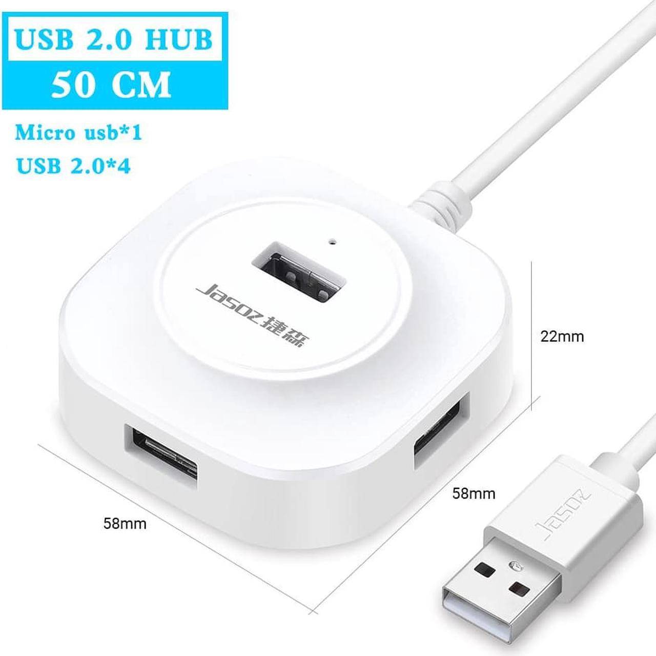 4-Port USB Hub Multi USB Port Expander, Fast Data Transfer USB2.0 Splitter for Laptop, Compatible with All USB Port Device, 50cm length cable