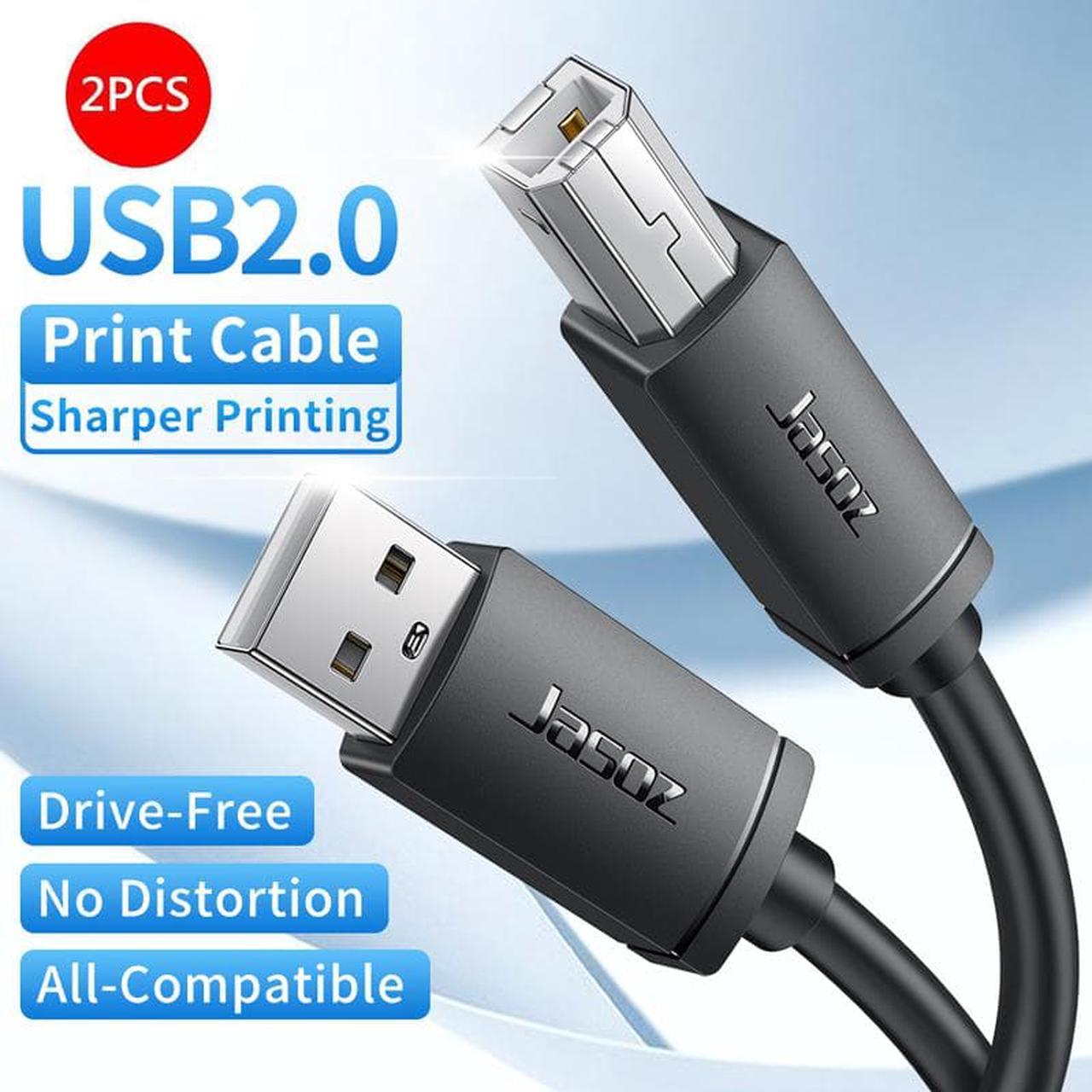 [2-PACK, 10ft ] USB Printer Cable, USB 2.0 Printer Cable Cord Type A-Male to B-Male Cable for Printer/Scanner Canon Dell Epson HP ZJiang Label Printer Cord