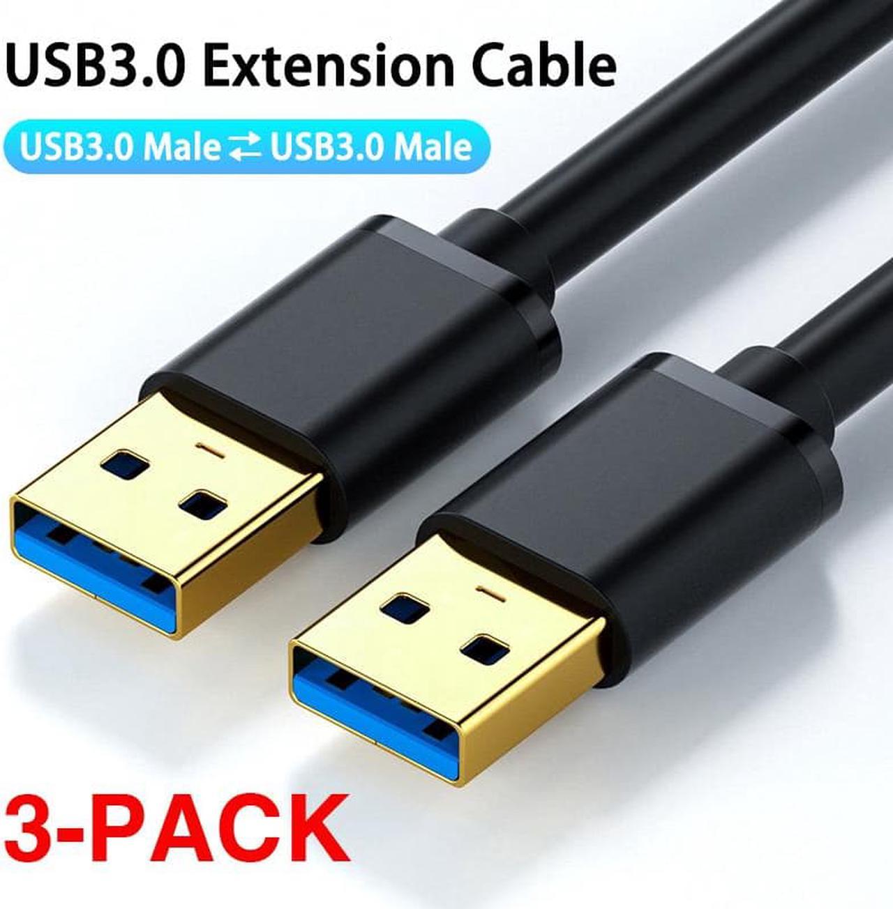 Gold-plated USB 3.0 A to A Male Cable [3 Pack 1.64ft],USB3.0 to USB3.0 Cable USB Male to Male Cable USB Cord with Gold-Plated Connector for Hard Drive Enclosures, DVD Player, Laptop Cooler