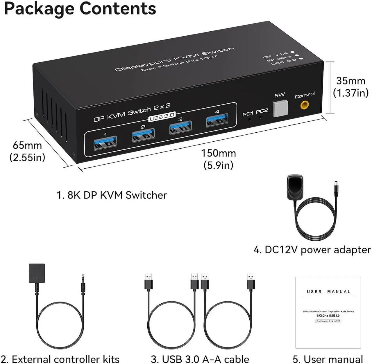 YOUTINGHDAV 15-in-1 USB C Docking Station - KVM Switch 2 Laptops 2 Monitore 4K@60Hz