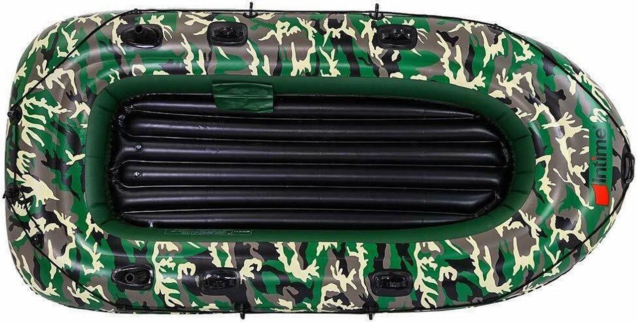 Alt view image 5 of 7 - kayaking Inflatable 4Person Floating Boat Raft Set with Oars support motor