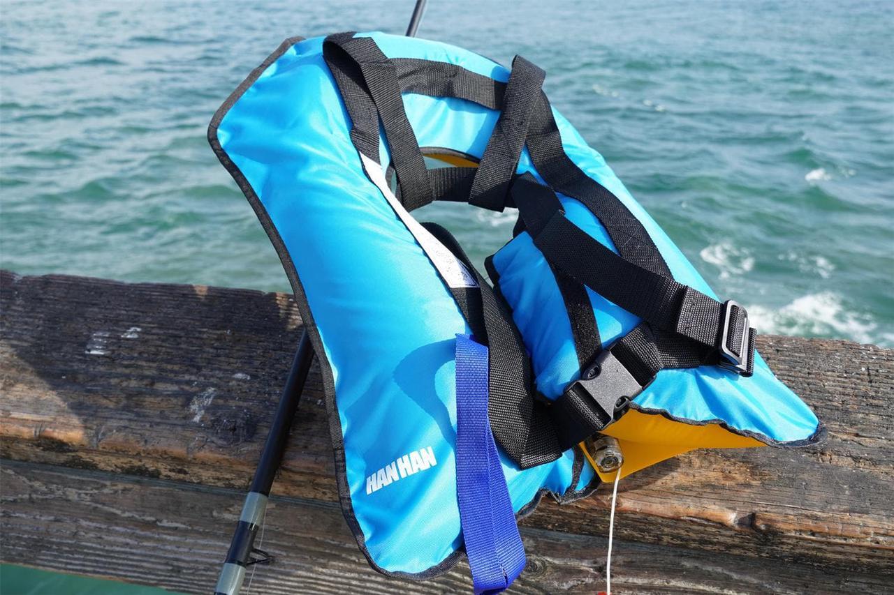 Alt view image 2 of 6 - HANHAN Automatic Inflatable Life Jacket Life Vest blue color With 33 CO2 Cylinder Ready To Use