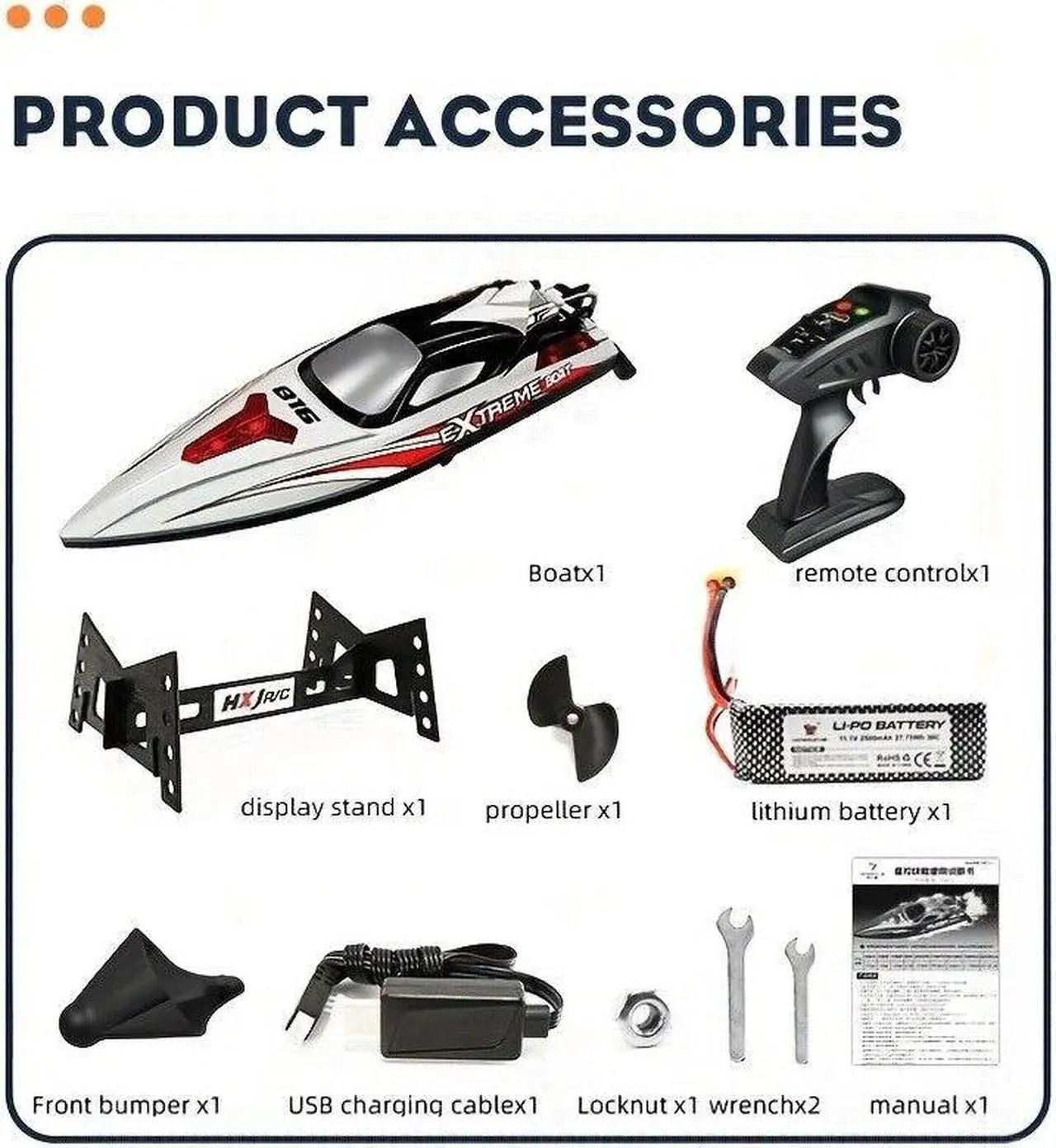 Alt view image 3 of 7 - RC High Speed 55km/h Racing Boat, Sealed Waterproof,Can Drag net brushless motor