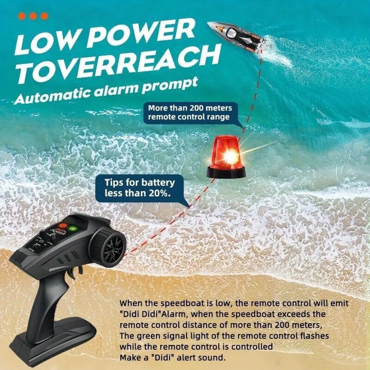Alt view image 6 of 7 - RC High Speed 55km/h Racing Boat, Sealed Waterproof,Can Drag net brushless motor