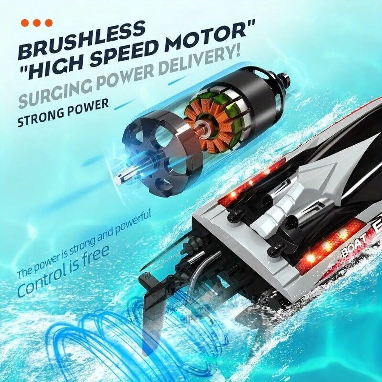 Alt view image 7 of 7 - RC High Speed 55km/h Racing Boat, Sealed Waterproof,Can Drag net brushless motor