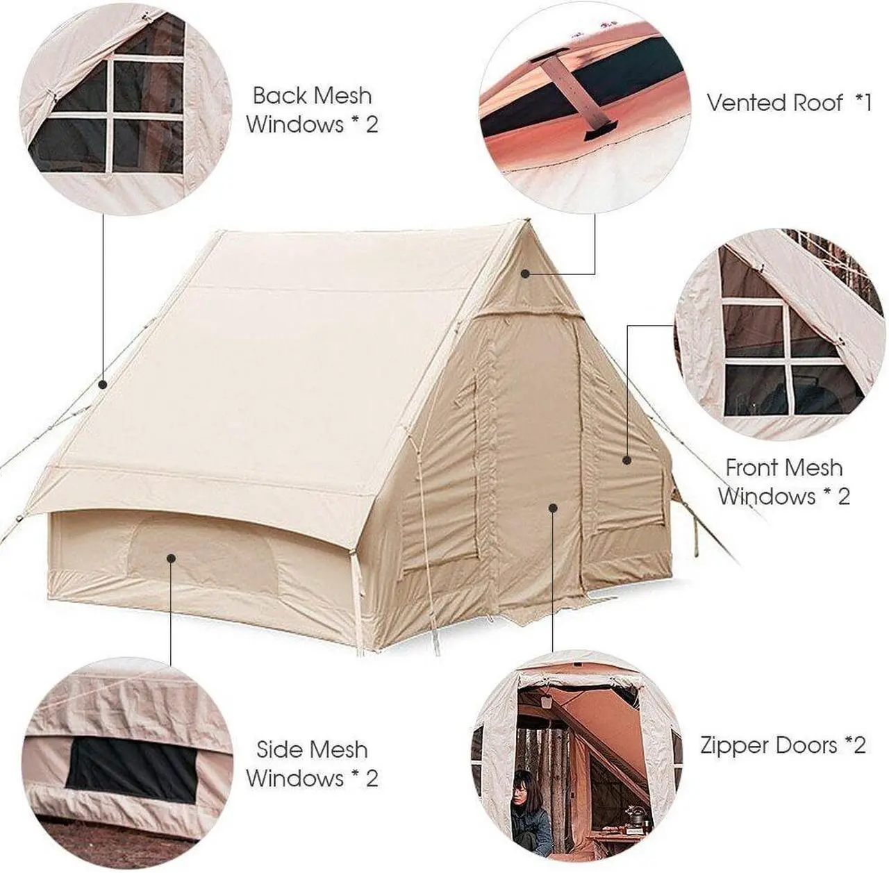 Alt view image 6 of 7 - LDLC Camping Tent Waterproof Inflatable GIANT Tent House Tents max 10 Person for Family