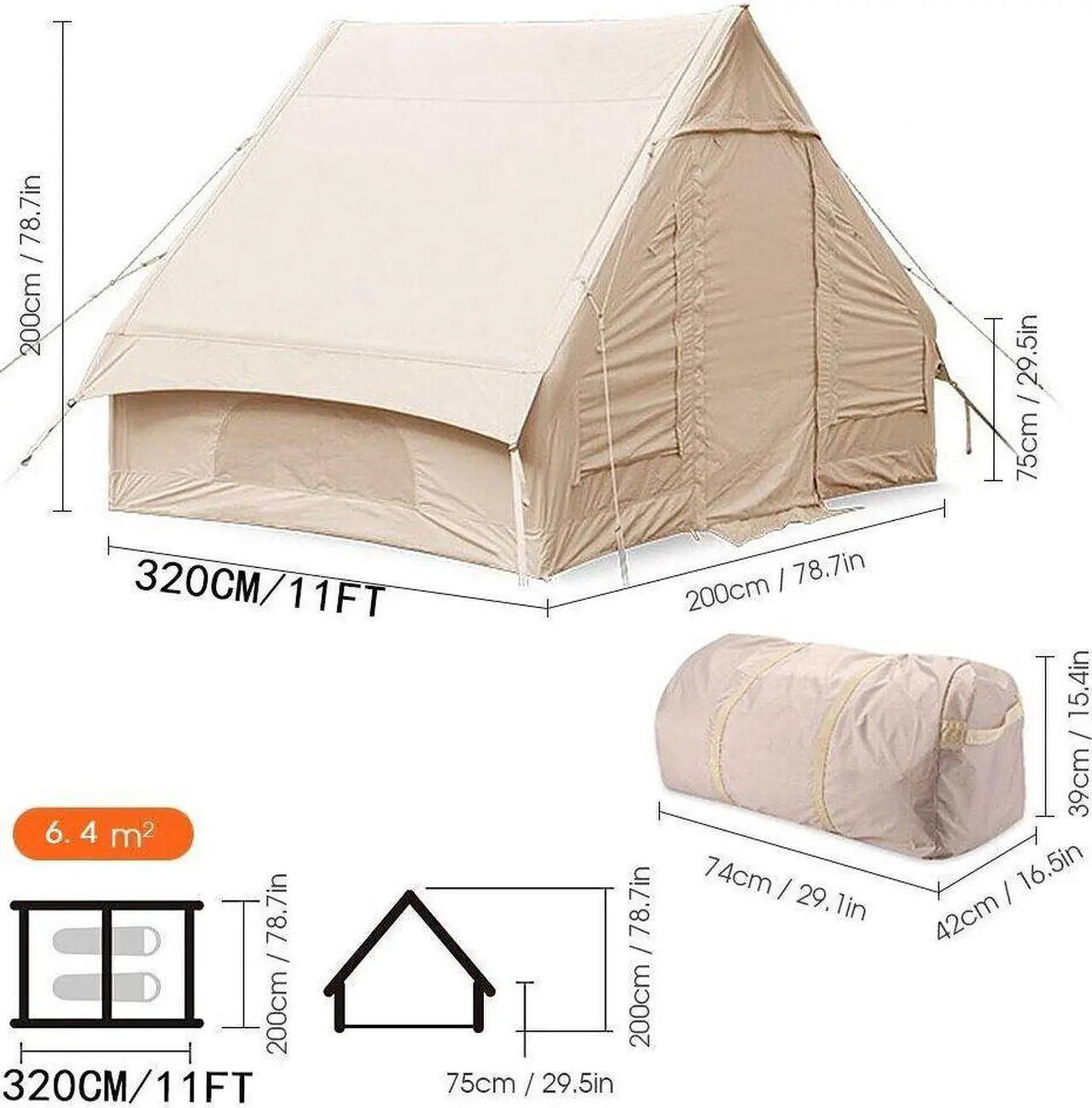 Alt view image 7 of 7 - LDLC Camping Tent Waterproof Inflatable GIANT Tent House Tents max 10 Person for Family