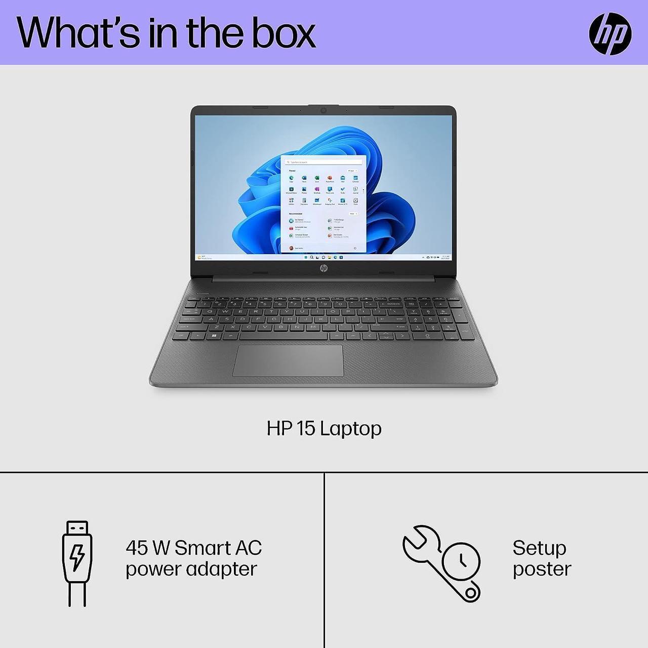 Alt view image 6 of 7 - HP 15 Lightweight Laptop, 15.6" FHD (1920 x 1080) Display, Intel Core i3-1215U 6 cores Processor, Intel UHD Graphics, 12GB DDR4  512GB PCIe SSD, Wi-Fi 6 + Bluetooth. 5.1, Windows 10 Pro