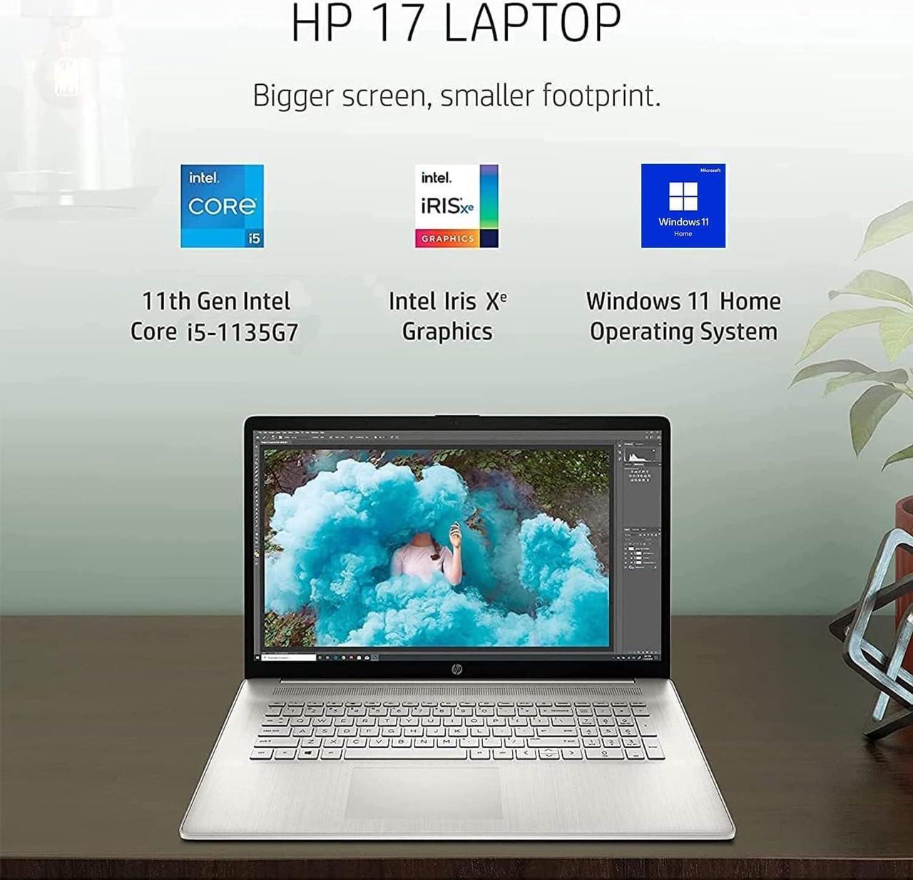 Alt view image 5 of 6 - HP 17 Laptop, 17.3" Full HD (1920 x 1080) Display, Intel Core i5-1135G7 Quad-Core Processor, Intel Iris Xe Graphics, 8GB DDR4  512GB PCIe SSD, Wi-Fi and Bluetooth, Windows 11