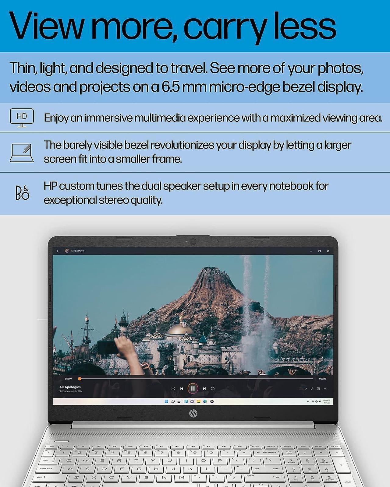 Alt view image 4 of 7 - HP 15 Laptop, 15.6 HD Display, AMD Ryzen 7 5700U 8 cores Processor, AMD Radeon Graphics, 16GB DDR4  512GB PCIe SSD, Full-Size Keyboard, Wi-Fi 6 & Bluetooth, Windows 10