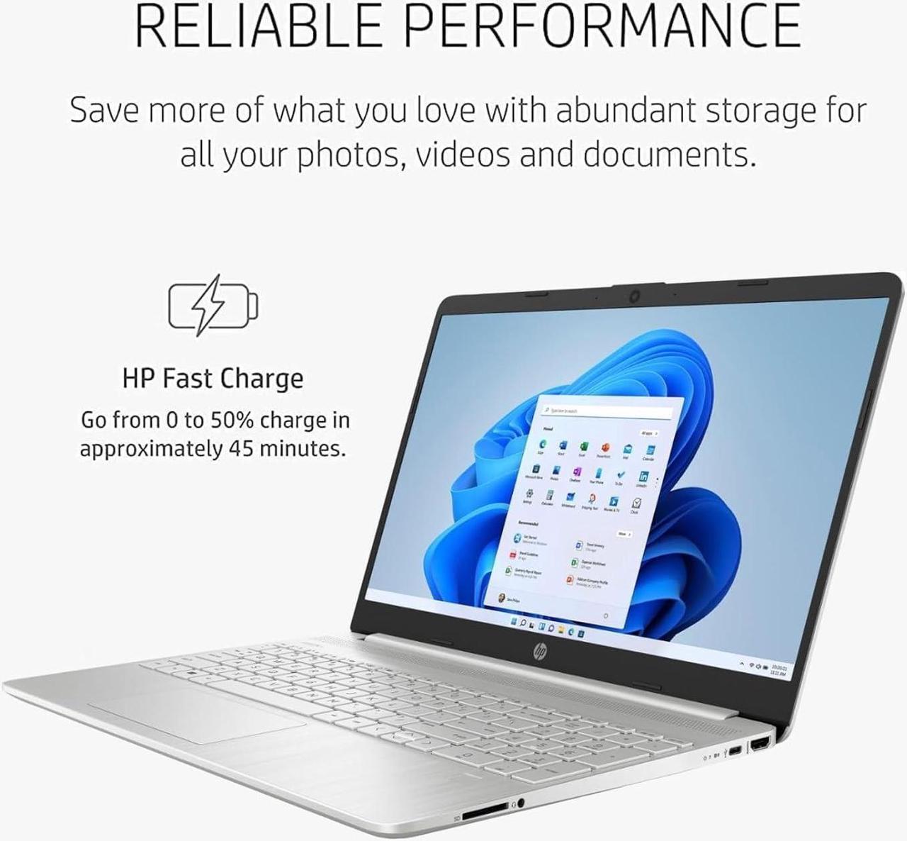 Alt view image 3 of 6 - HP 15 Laptop, 15.6" HD Touchscreen, Intel Core i3-1215U 6 cores Processor, Intel UHD graphics, 36GB DDR4  2TB PCIe SSD, WiFi, Bluetooth, HDMI, USB-A&C, Windows 10