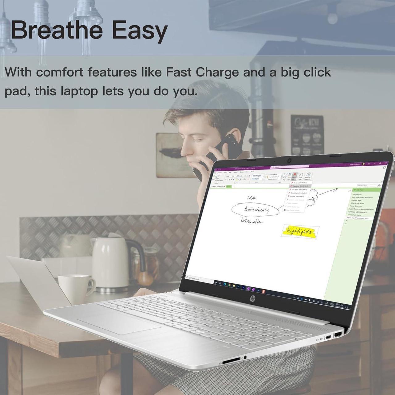 Alt view image 4 of 6 - HP 15 Laptop, 15.6" HD Touchscreen, Intel Core i3-1215U 6 cores Processor, Intel UHD graphics, 36GB DDR4  2TB PCIe SSD, WiFi, Bluetooth, HDMI, USB-A&C, Windows 10