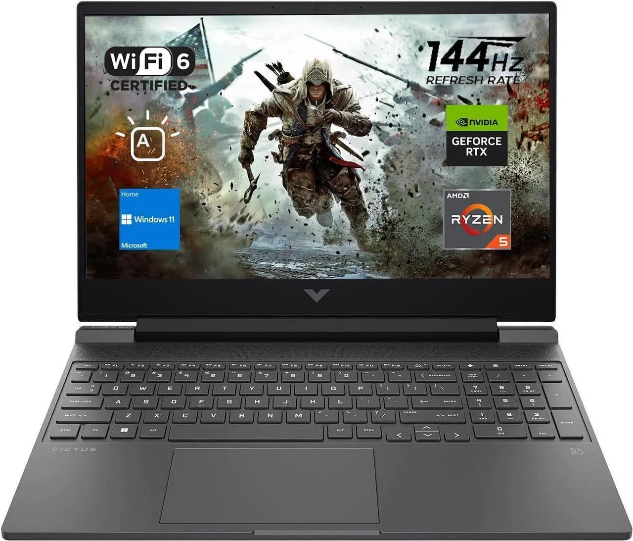 Alt view image 2 of 6 - HP Victus 15 Gaming Laptop, 15.6" FHD 144Hz Display, AMD Ryzen 5 7535HS 6 cores Processor, NVIDIA GeForce RTX 2050 4GB GDDR6, 64GB DDR5  1TB PCIe SSD, Backlit Keyboard, Windows 11