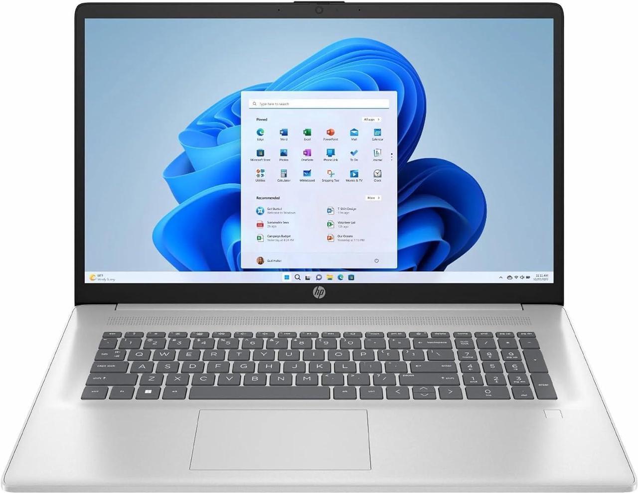 Alt view image 2 of 5 - HP 17 Laptop, 17.3" FHD (1920 x 1080) Display, Intel Core i3-N305 8-core Processor, Intel UHD Graphics, 20GB DDR4  2TB PCIe SSD, Fingerprint, Anti-Glare, WiFi 6, Windows 11 Pro