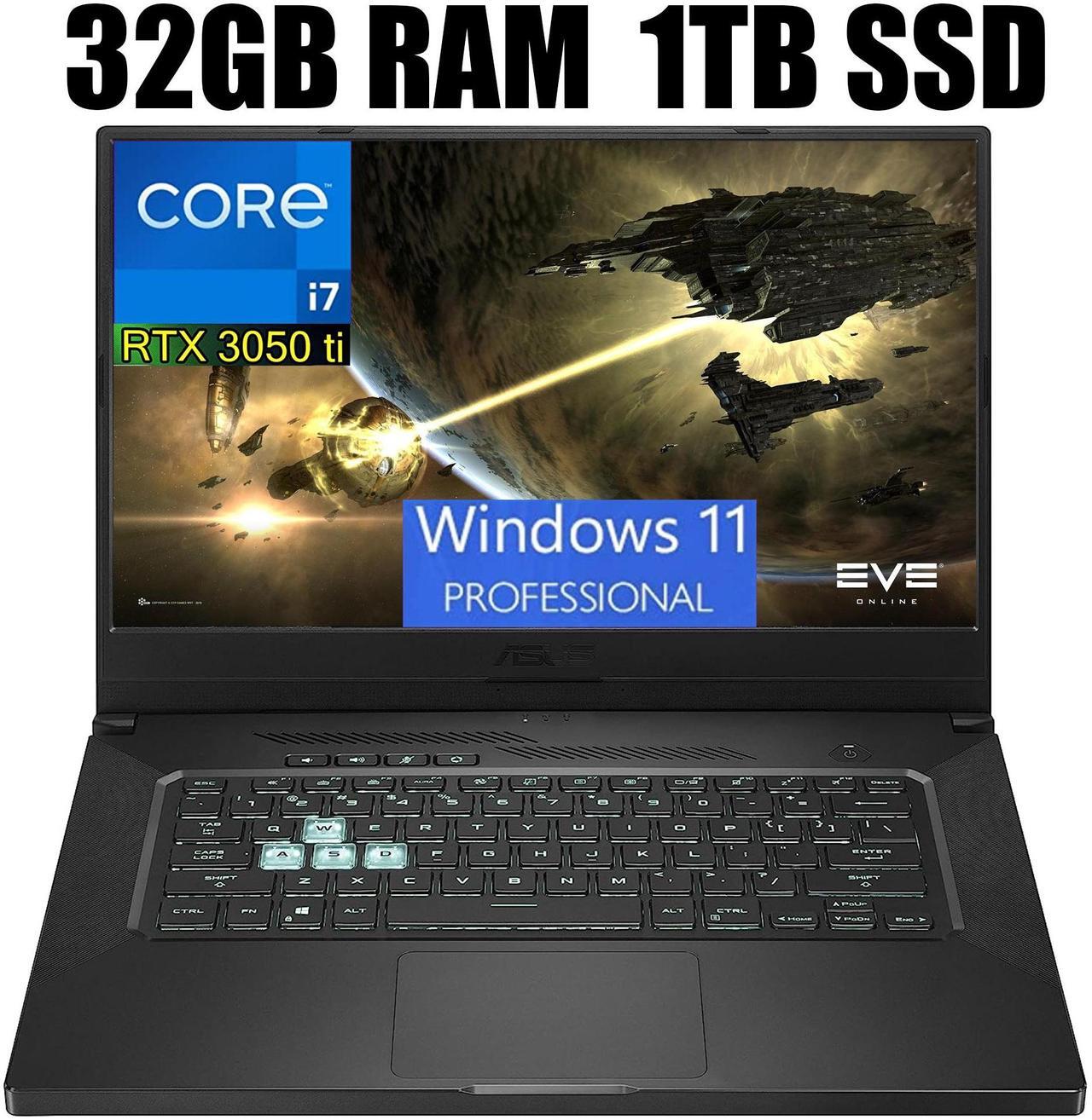 Main image of ASUS TUF Dash 15 Ultra Slim Gaming Laptop, 15.6" 144Hz FHD, Intel Core i7-11370H 4 cores, NVIDIA GeForce RTX 3050 Ti 4GB GDDR6, Wi-Fi 6, Thunderbolt 4, 32GB DDR5  1TB PCIe SSD, Windows 11 Pro