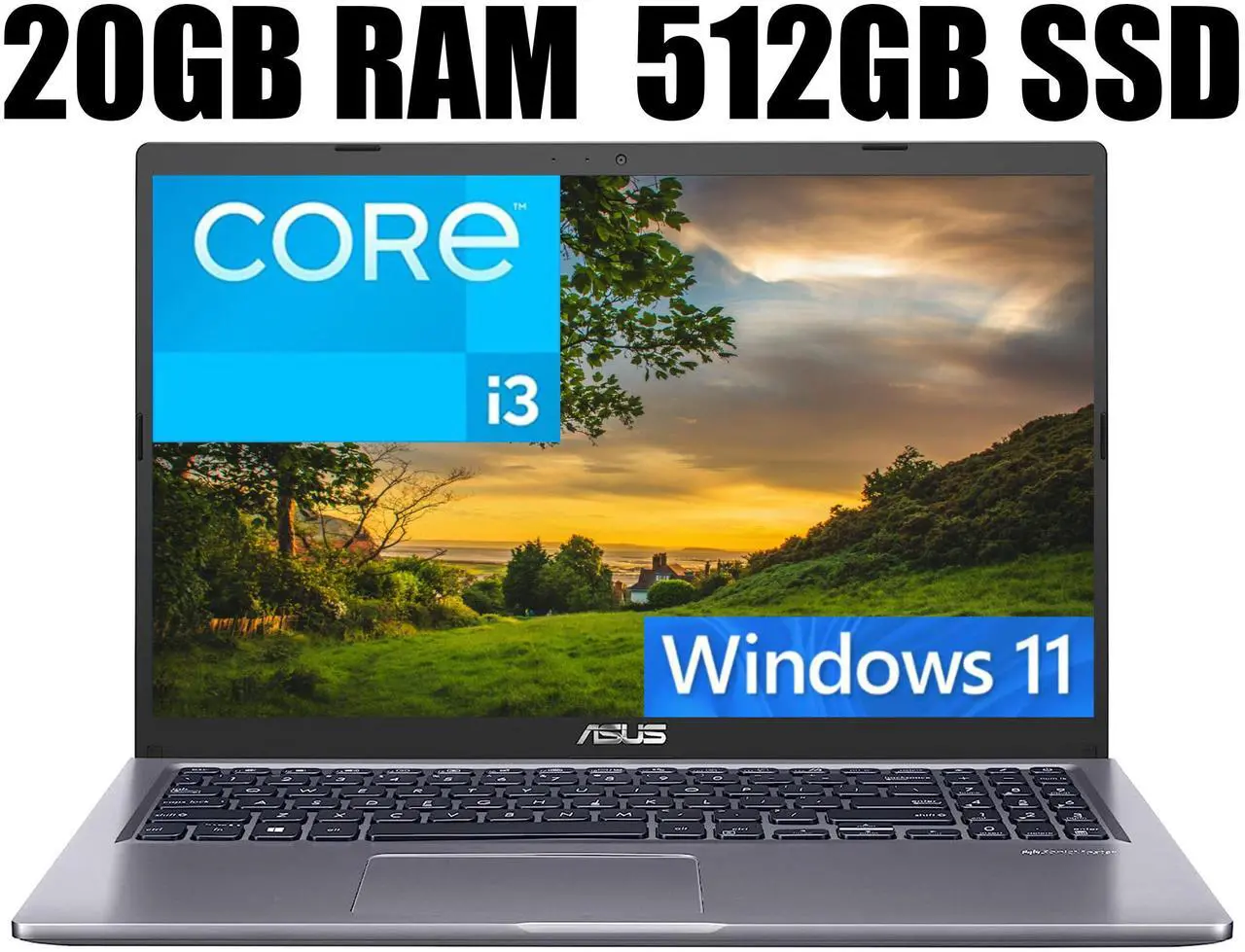 Main image of ASUS VivoBook 15 Laptop, 15.6" FHD (1920x1080) Display, Intel i3-1115G4 2 Cores Processor, Intel UHD Graphics, USB Type-C, HDMI, Wi-Fi, 20GB DDR4  512GB PCIe SSD, Windows 11