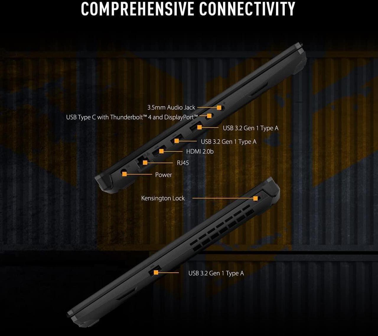 Alt view image 6 of 6 - ASUS TUF Gaming F15 Gaming Laptop, 15.6" Full HD (1920 x 1080) 144Hz, Intel Core i5-11400H 6 cores Processor, NVIDIA GeForce RTX 2050 4GB, Thunderbolt 4, 32GB DDR4  2TB PCIe SSD, Windows 11 Pro