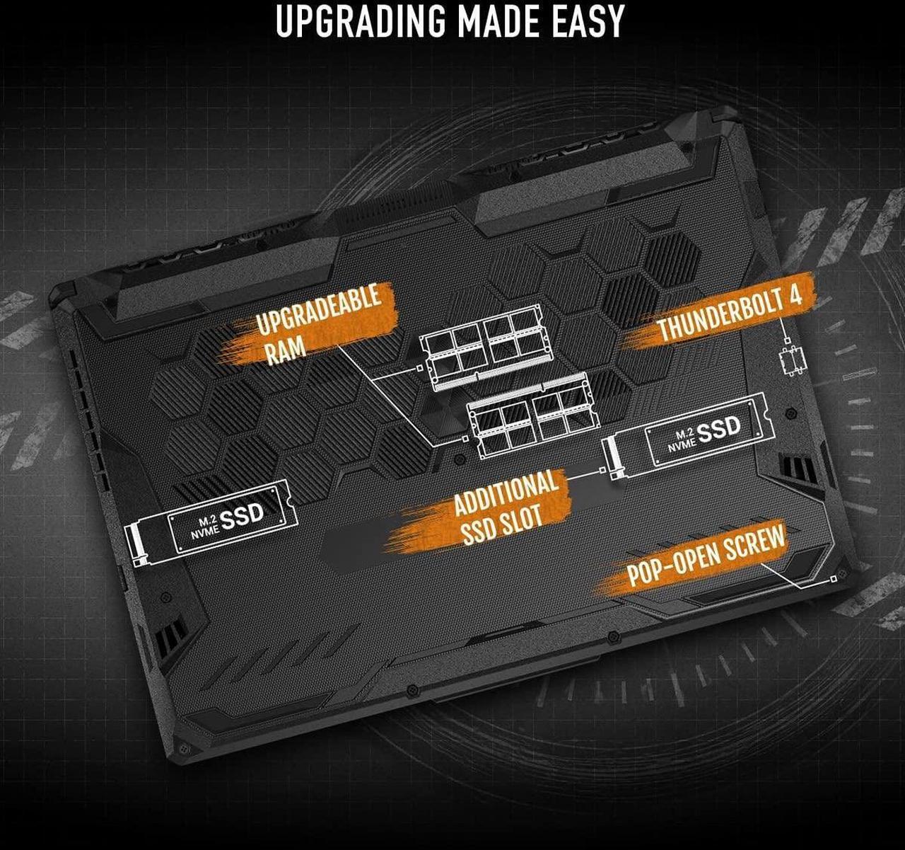 Alt view image 4 of 6 - ASUS TUF Gaming F15 Gaming Laptop, 15.6" Full HD (1920 x 1080) 144Hz, Intel Core i5-11400H 6 cores Processor, NVIDIA GeForce RTX 2050 4GB, Thunderbolt 4, 32GB DDR4  2TB PCIe SSD, Windows 11 Pro