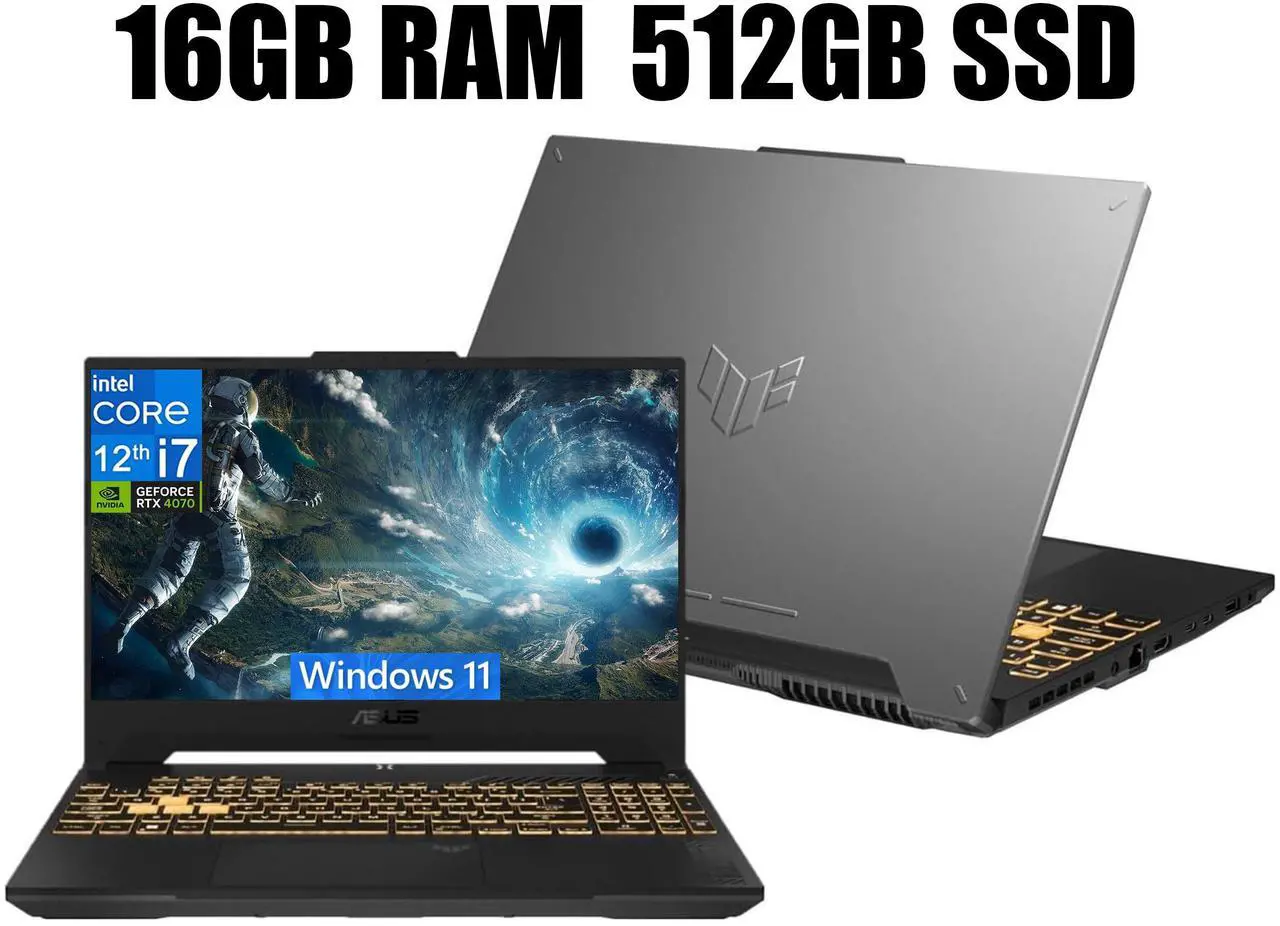 Main image of ASUS TUF F15 Gaming Laptop, 15.6'' FHD 144Hz Display, Intel Core i7-12700H 14 Cores Processor, NVIDIA GeForce RTX 4070 8GB GDDR6, Wi-Fi 6, 16GB DDR4  512GB PCIe SSD, Windows 11