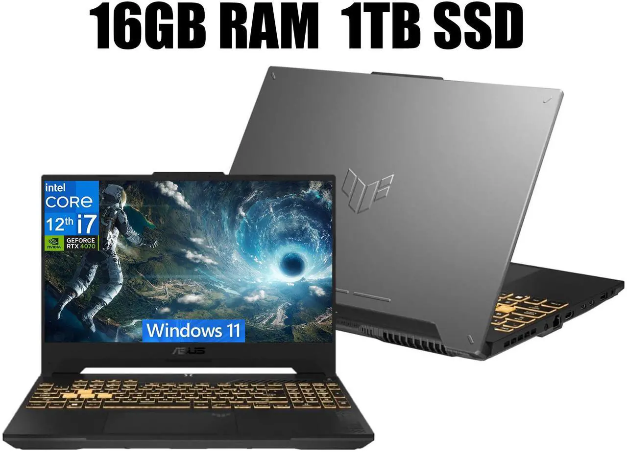 Main image of ASUS TUF F15 Gaming Laptop, 15.6'' FHD 144Hz Display, Intel Core i7-12700H 14 Cores Processor, NVIDIA GeForce RTX 4070 8GB GDDR6, Wi-Fi 6, 16GB DDR4  1TB PCIe SSD, Windows 11