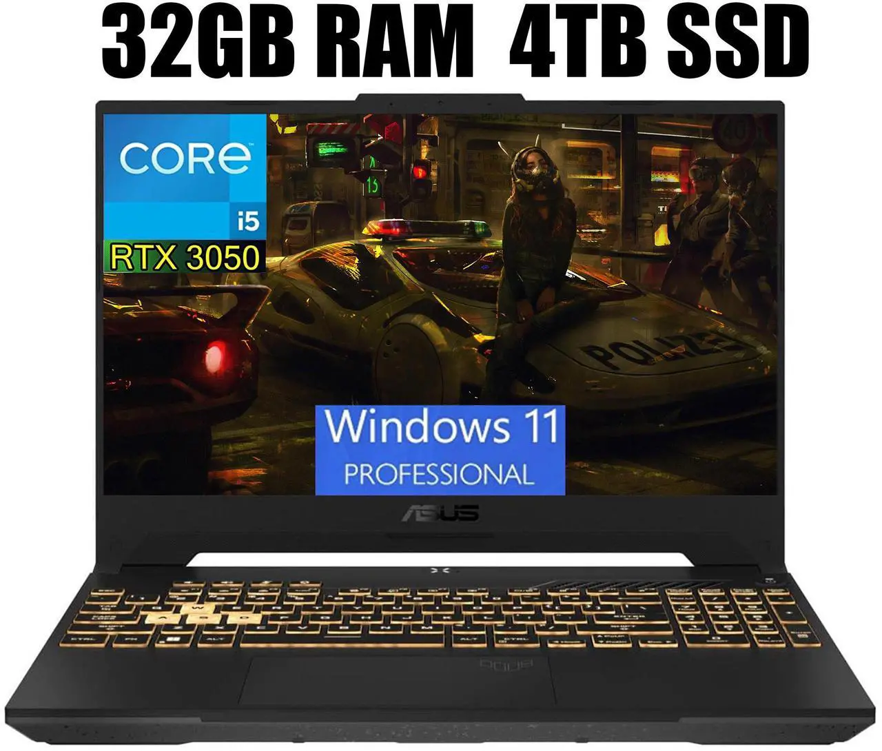 Main image of ASUS TUF Gaming F15 Gaming Laptop, 15.6" FHD 144Hz Display, Intel Core i5-12500H 12-Core processor, GeForce RTX 3050 6 GB GDDR6, Backlit Keyboard, Wi-Fi 6, 32GB DDR4  4TB PCIe SSD, Windows 11 Pro