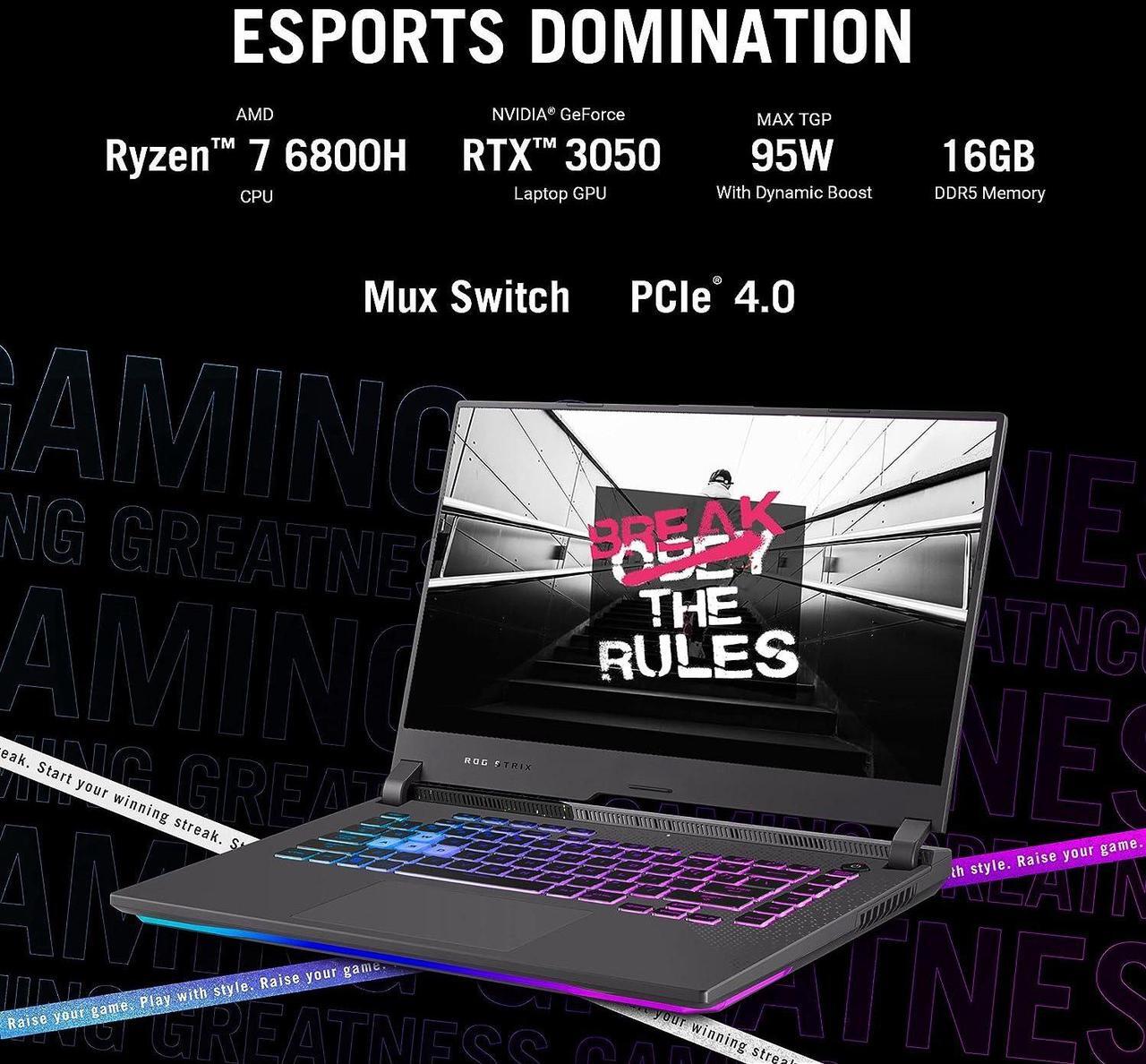 Alt view image 3 of 7 - ASUS ROG Strix G15 Gaming Laptop, 15.6" FHD 144Hz Display, AMD Ryzen 7 6800H 8 cores processor, NVIDIA GeForce RTX 3050 4GB GDDR6, Wi-Fi 6E, 32GB DDR5  1TB PCIe SSD, Windows 11 Pro