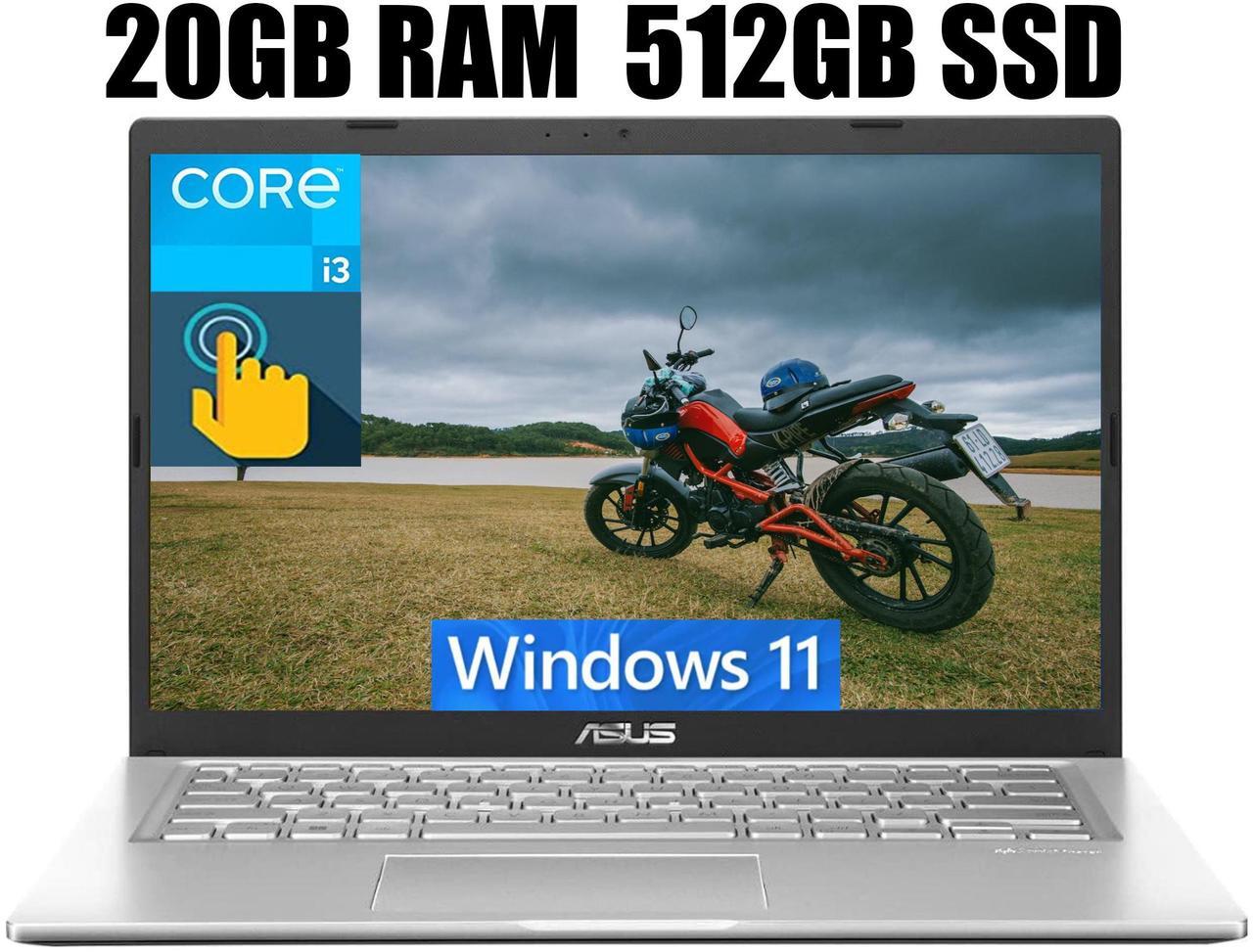 Main image of ASUS Vivobook 14 Laptop, 14" HD Touchscreen, 11th Gen Intel Core i3-1115G4 2 cores Processor, Intel UHD Graphics, HDMI, Webcam, 20GB DDR4  512GB PCIe SSD, Windows 11