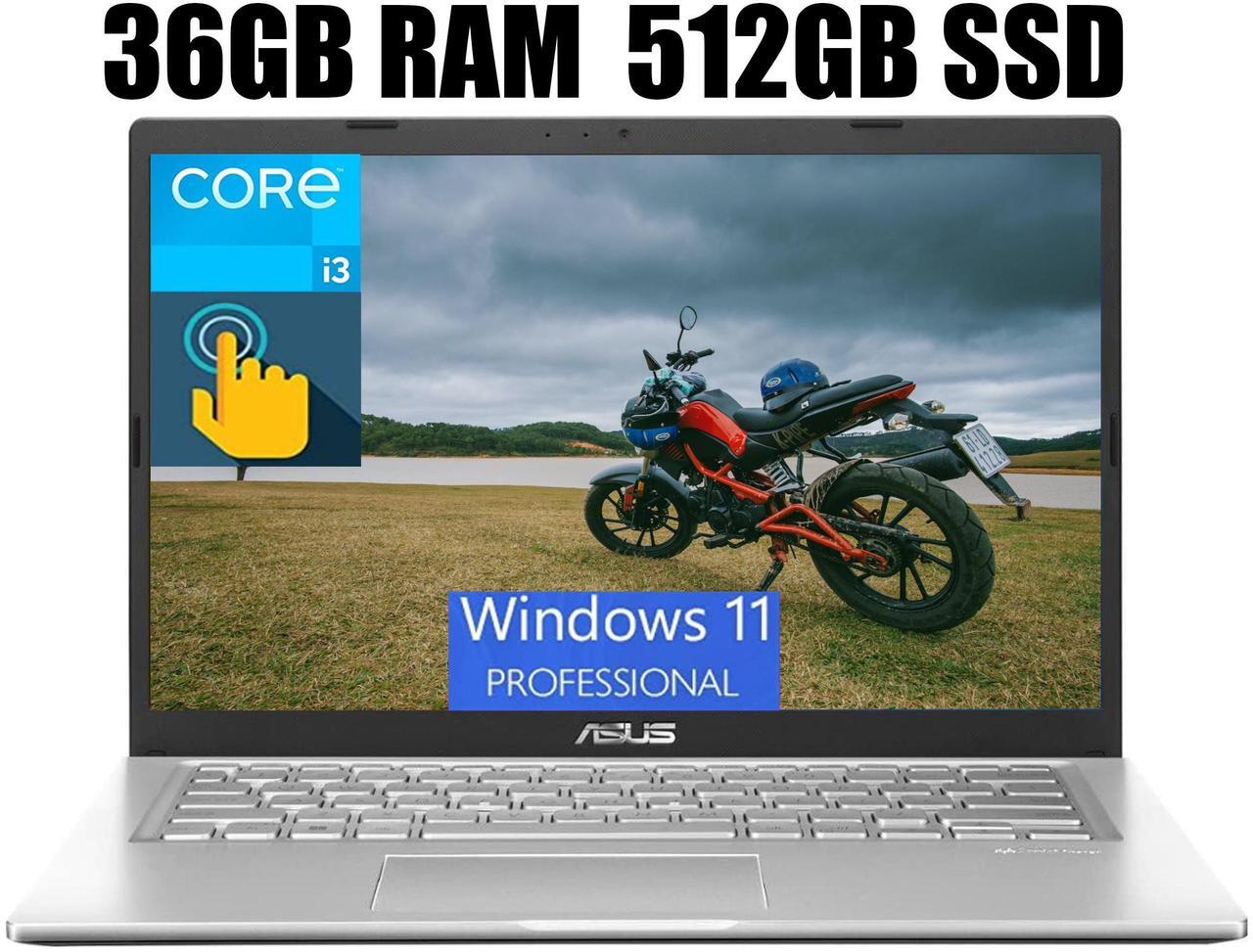 Main image of ASUS Vivobook 14 Laptop, 14" HD Touchscreen, 11th Gen Intel Core i3-1115G4 2 cores Processor, Intel UHD Graphics, HDMI, Webcam, 36GB DDR4  512GB PCIe SSD, Windows 11 Pro