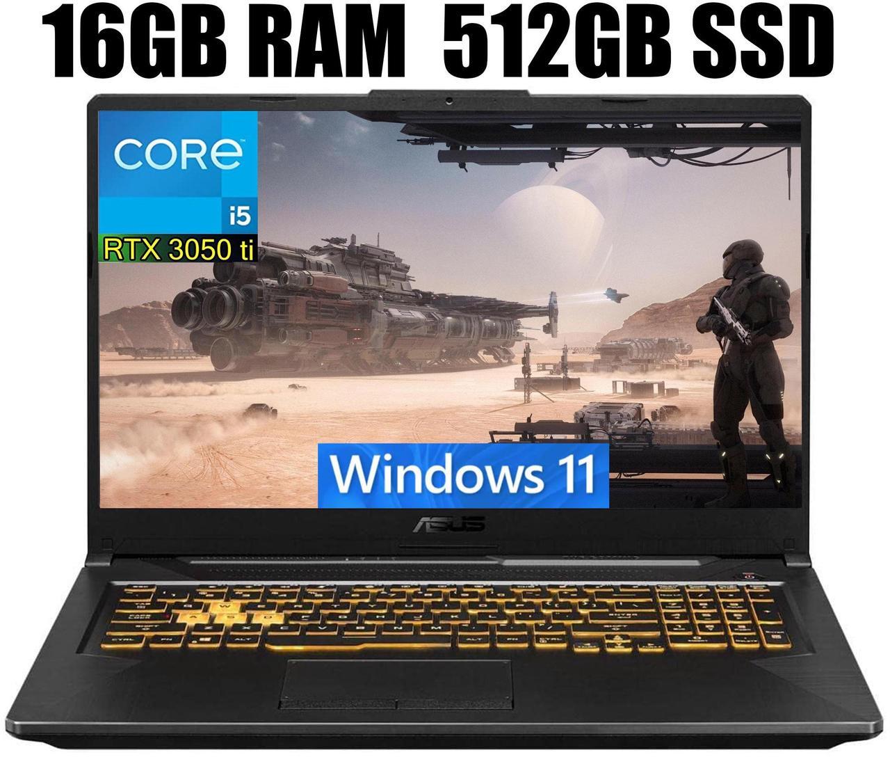 Main image of ASUS TUF 17 Gaming Laptop, 17.3" Full HD (1920 x 1080) 144Hz Display, Intel Core i5-11260H 6 Cores Processor, NVIDIA GeForce RTX 3050 Ti 4GB GDDR6, WiFi 6, 16GB DDR4  512GB PCIe SSD, Windows 11