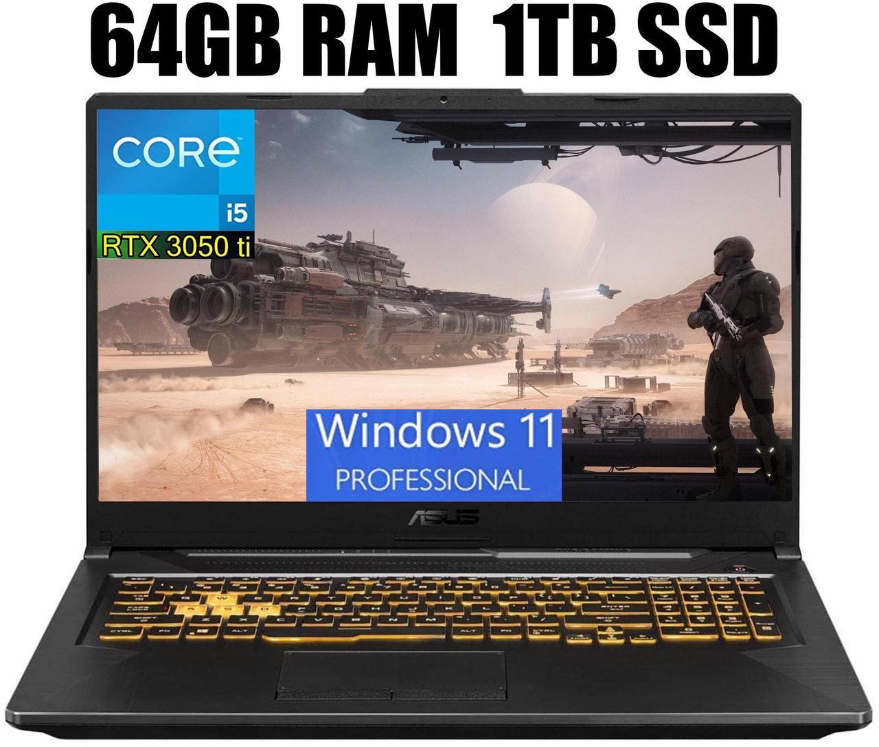 Main image of ASUS TUF 17 Gaming Laptop, 17.3" Full HD (1920 x 1080) 144Hz Display, Intel Core i5-11260H 6 Cores Processor, NVIDIA GeForce RTX 3050 Ti 4GB GDDR6, WiFi 6, 64GB DDR4  1TB PCIe SSD, Windows 11 Pro