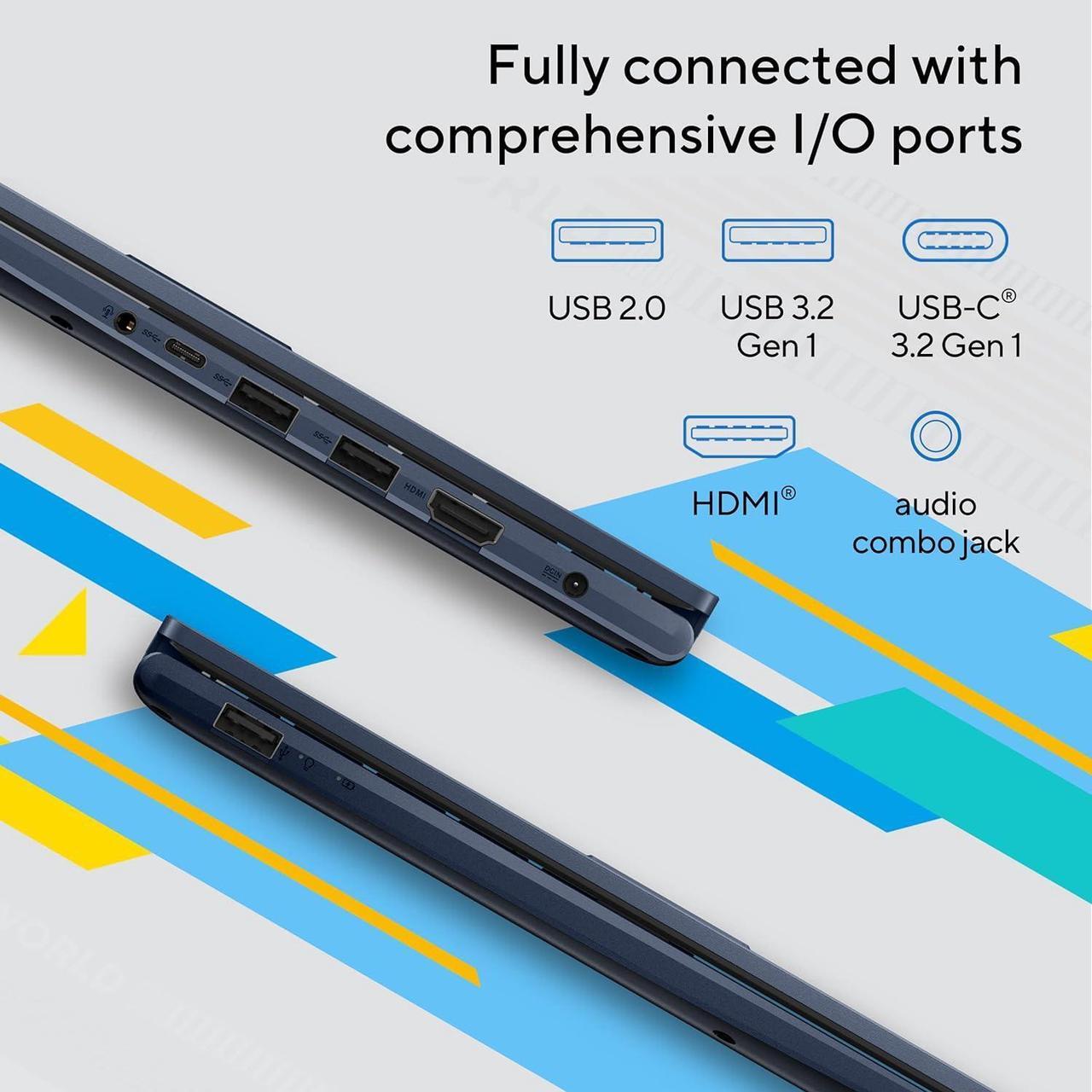 Alt view image 6 of 6 - ASUS Vivobook 14 Laptop, 14" FHD (1920 x 1080) Display, Intel Core i5-1235U 6 Cores Processor, Intel Iris Xe Graphics, Numeric Keypad, Webcam, 16GB DDR4  512GB PCIe SSD, Windows 11