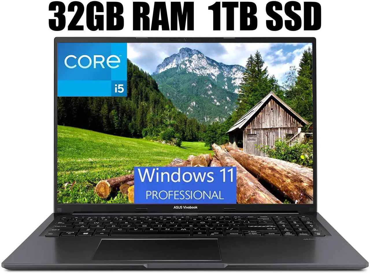 Main image of ASUS Vivobook 16 Laptop, 16" WUXGA (1920 x 1200) 16:10 Display, Intel Core i5-13500H 12 cores Processor, Intel UHD Graphics, Wi-Fi 5 + Bluetooth 4.1, 32GB DDR4  1TB PCIe SSD, Windows 11 Pro