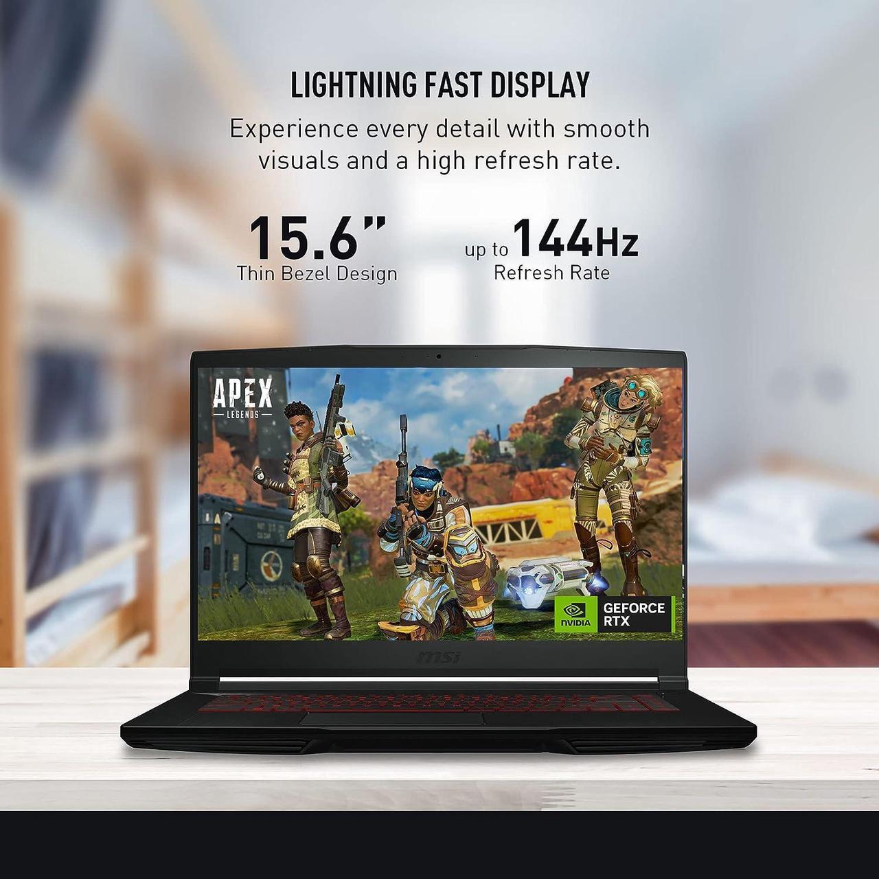 Alt view image 4 of 5 - MSI Thin GF63 15 Gaming Laptop, 15.6" FHD 144Hz Display, Intel Core i5-12450H 10 cores Up to 4.7 GHz Processor, GeForce RTX 2050 4 GB, Cooler Boost 5, 16GB DDR4  512GB PCIe SSD, Windows 11