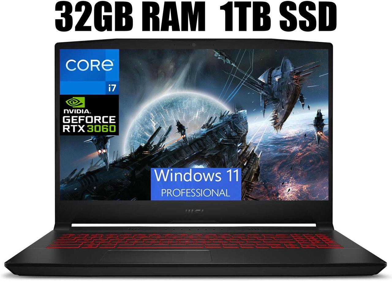 Main image of MSI Katana GF66 15 Gaming Laptop, 15.6" FHD 144Hz Display, Intel Core i7-11800H 8 Core Processor, NVIDIA GeForce RTX 3060 6GB GDDR6, Wi-Fi 6, Backlit Keyboard, 32GB DDR4  1TB PCIe SSD, Windows 11 Pro
